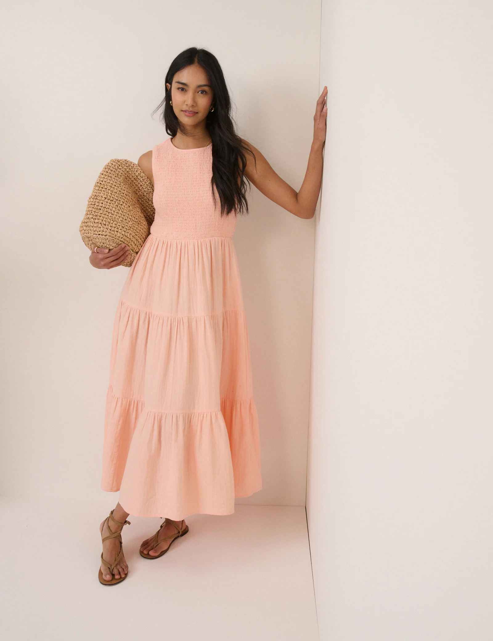 Coral Pink Sleeveless Charlie Midi Dress - Image 5