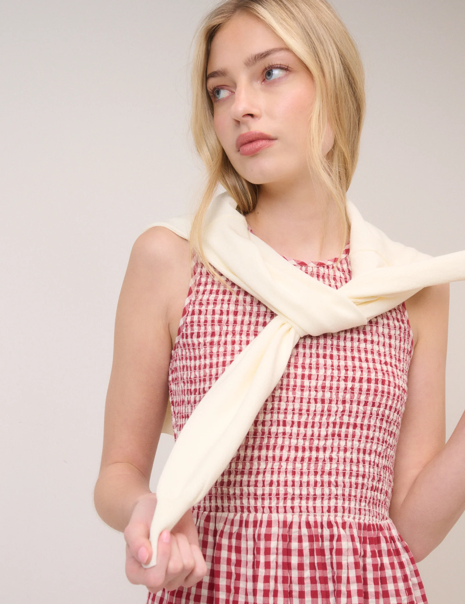 Red Gingham Sleeveless Charlie Midi Dress - Image 3