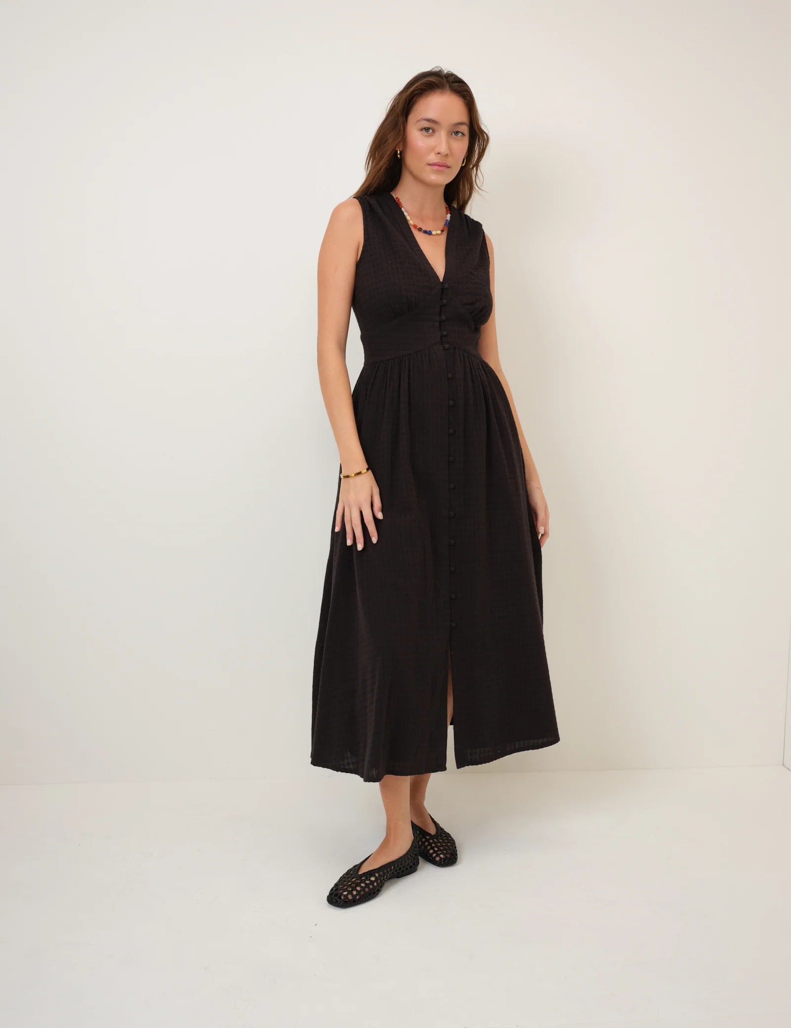 Black Sleeveless Starlight Midi Dress - Image 3