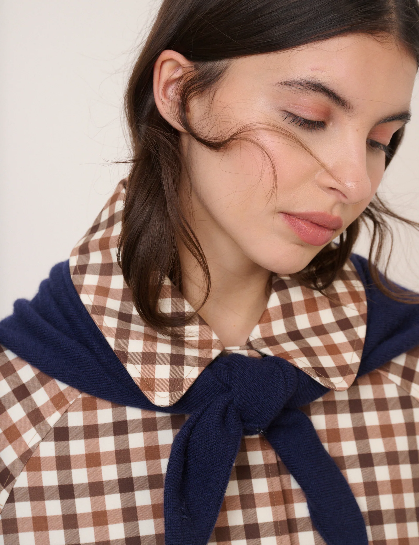 Navy Wool Blend Triangle Scarf - Image 4