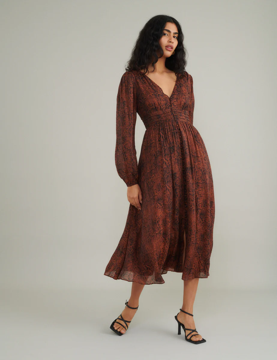 Snake Print Aine Midi Dress - Image 3