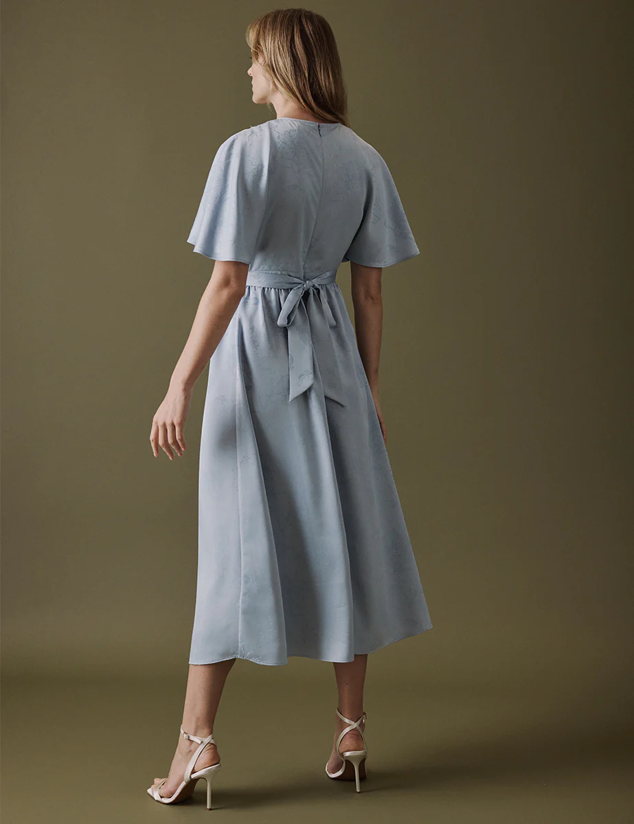 Soft Blue V-Neck Midi Lorelai Dress - Image 4