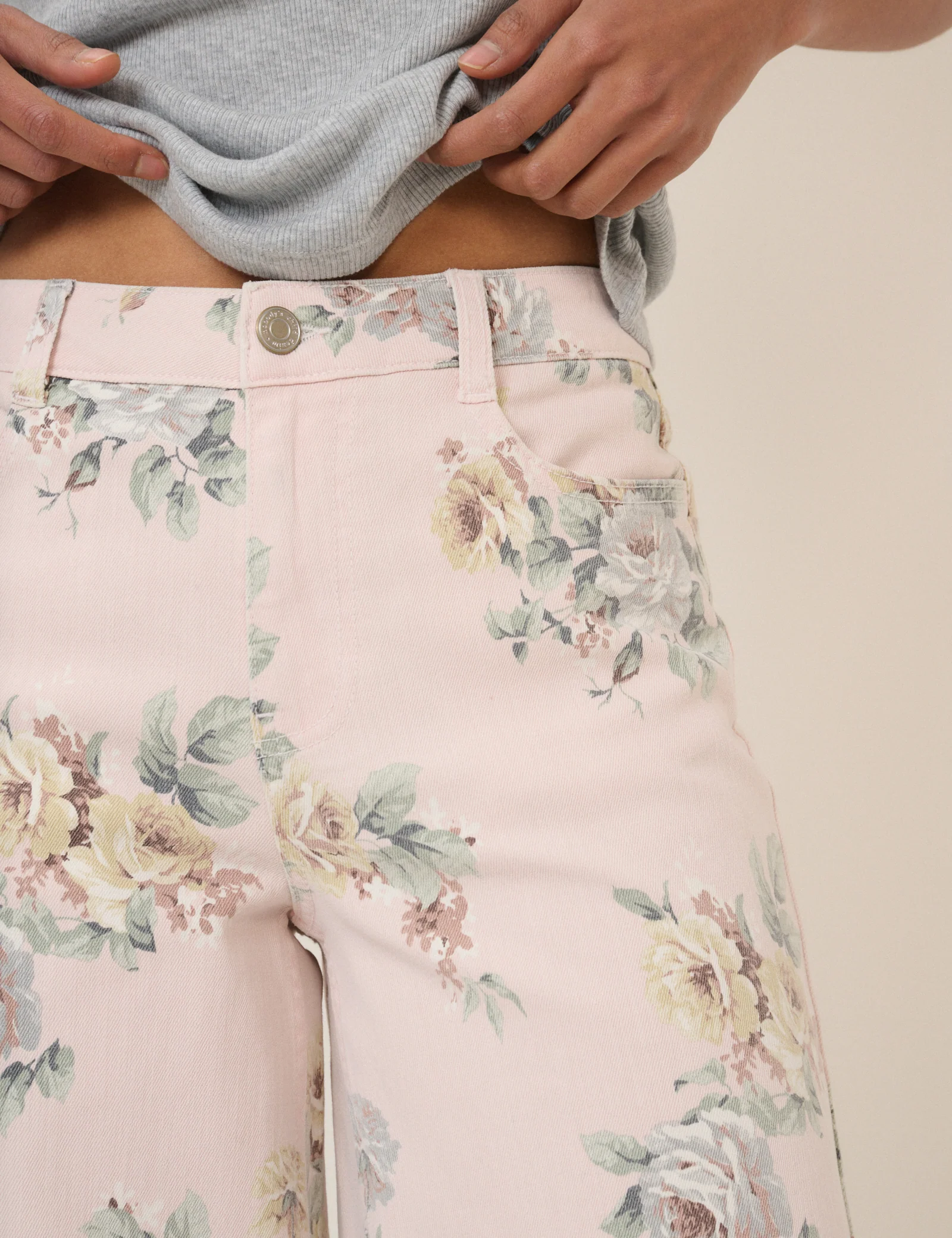 Pink Floral Soho Stretch Wide Jeans - Image 2