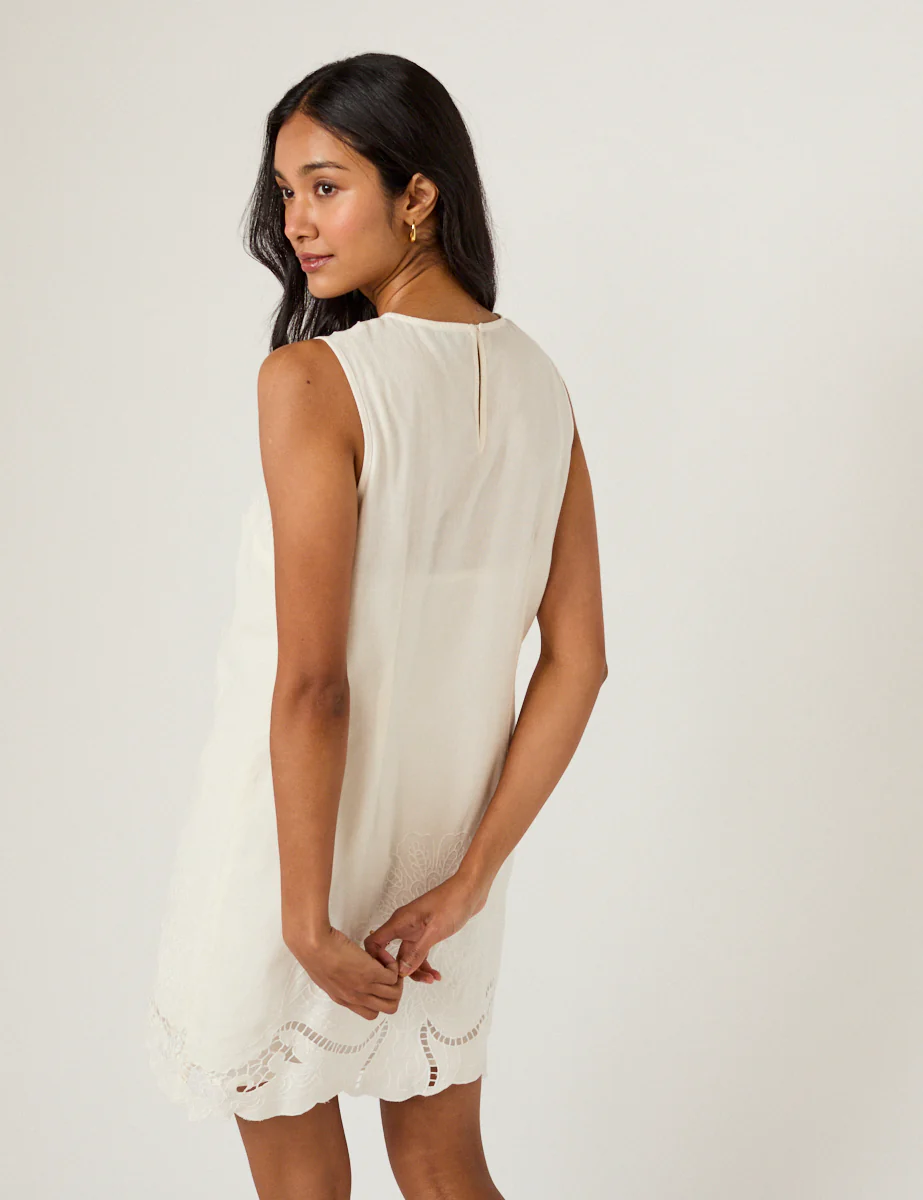 White Floral Embroidered Sonia Mini Dress - Image 5