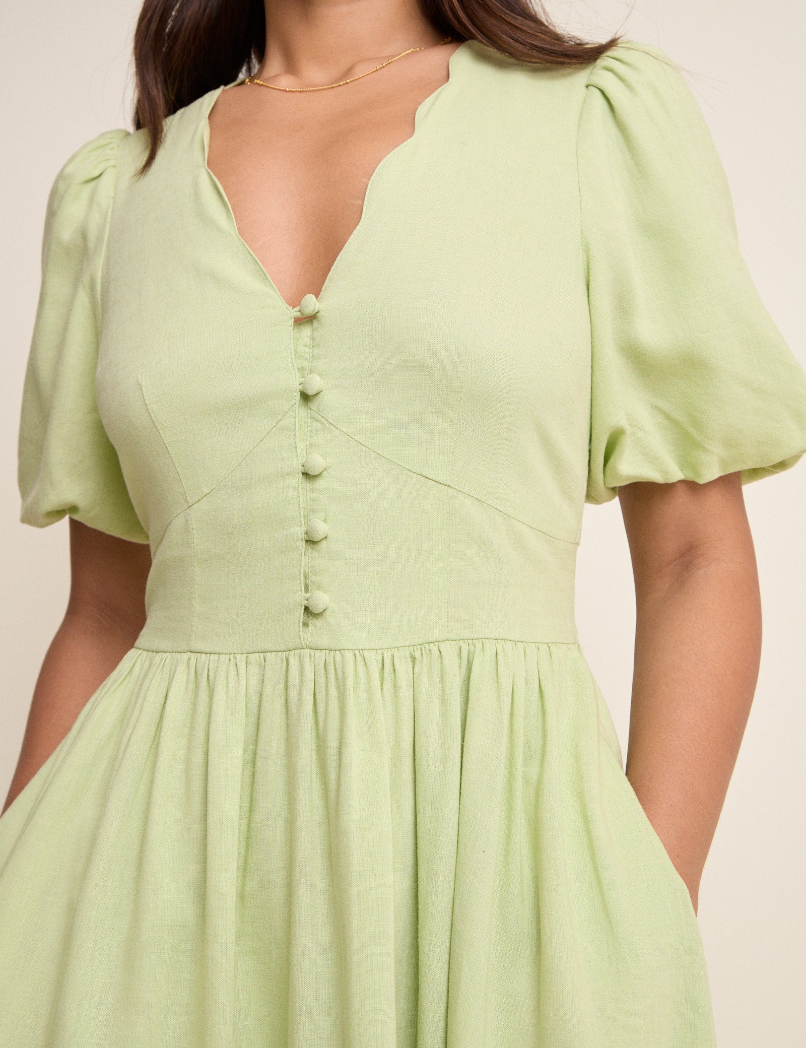 Green Short Sleeve Bess Midi Dress - Image 2