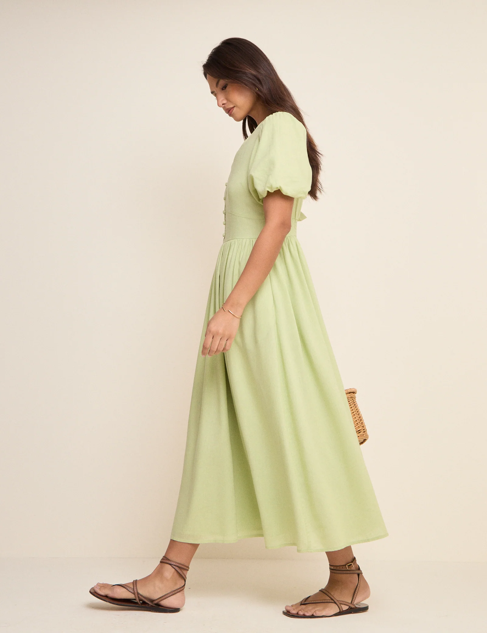 Green Short Sleeve Bess Midi Dress - Image 4
