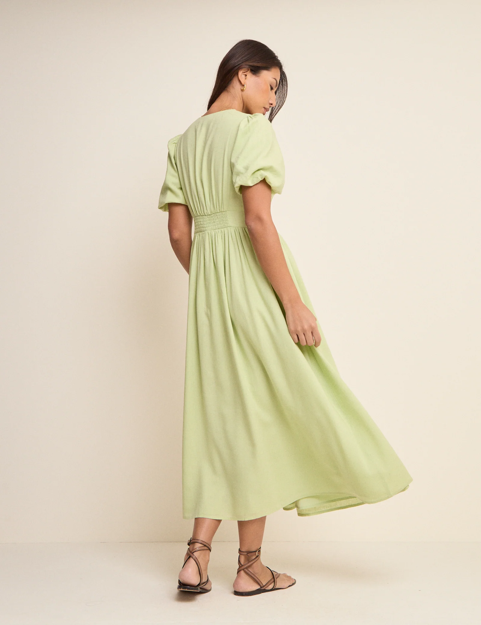 Green Short Sleeve Bess Midi Dress - Image 5