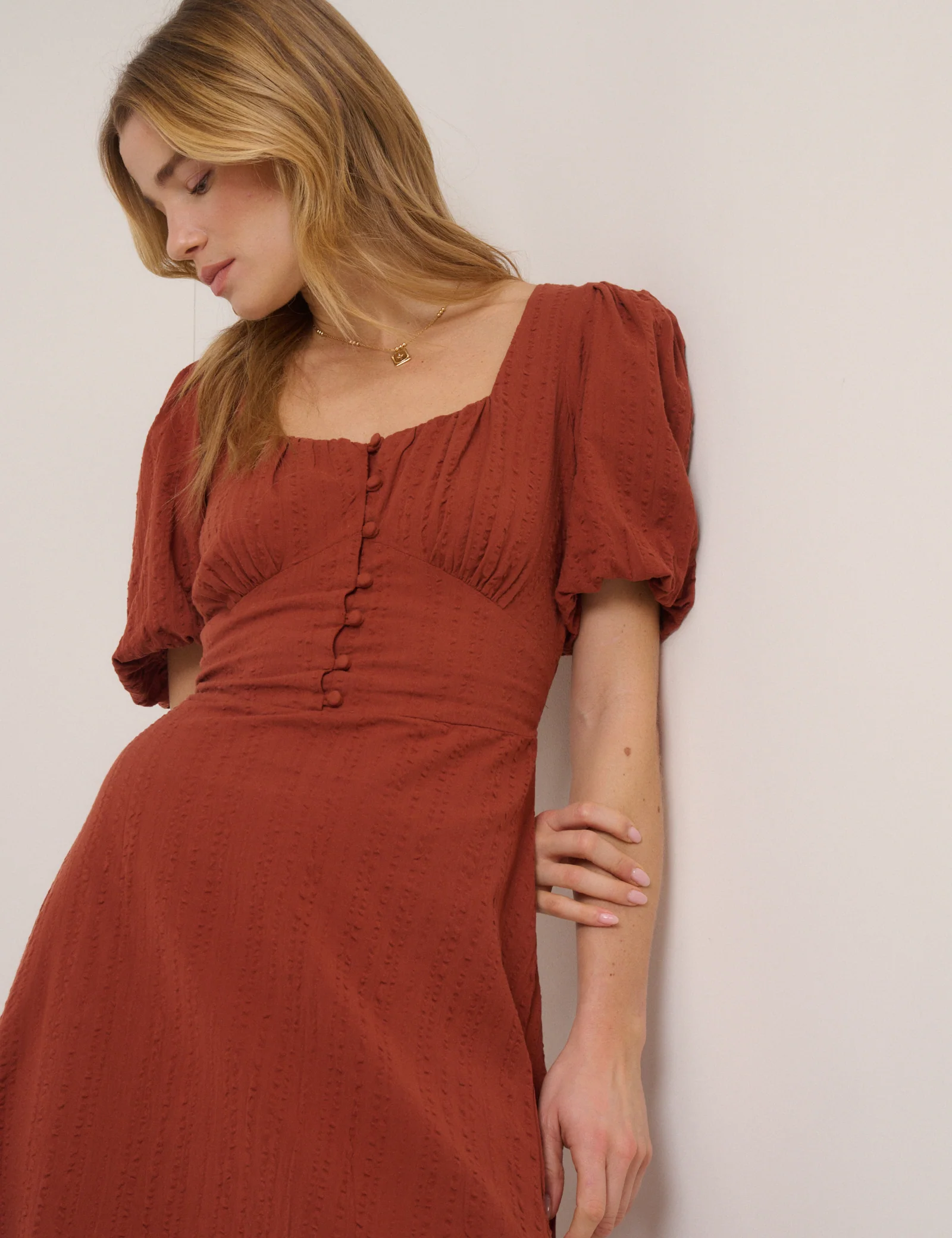 Burnt Orange Melody Midi Dress - Image 4