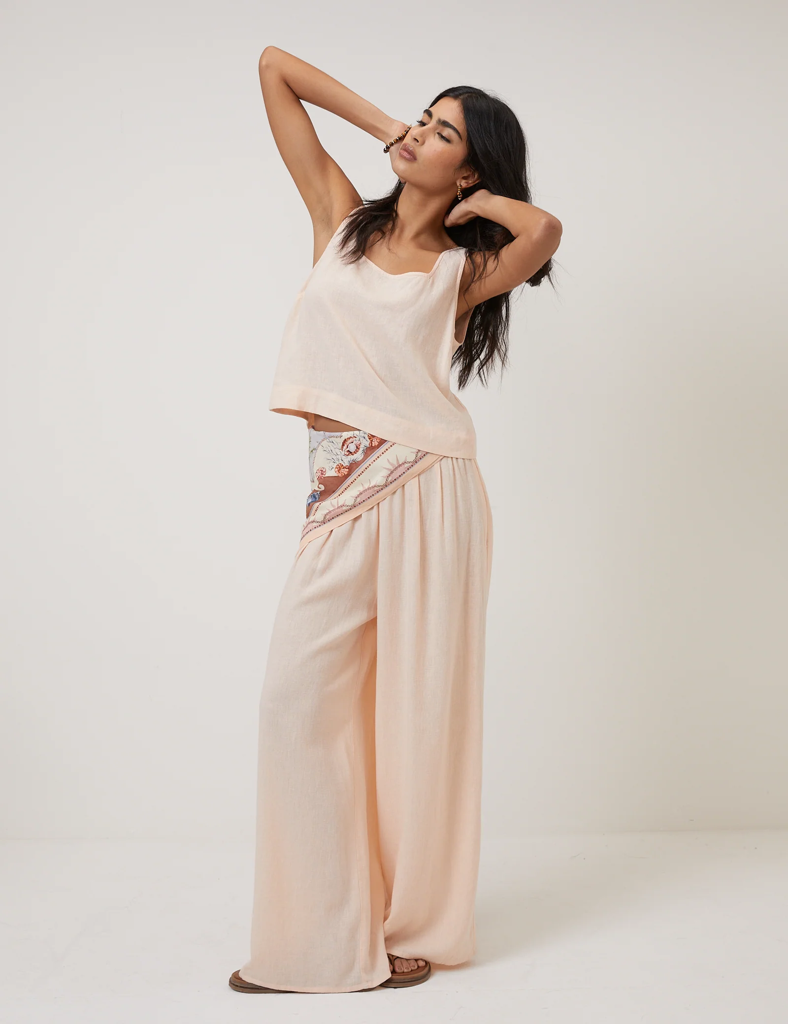 Peach Linen-Blend Swing Top - Image 3