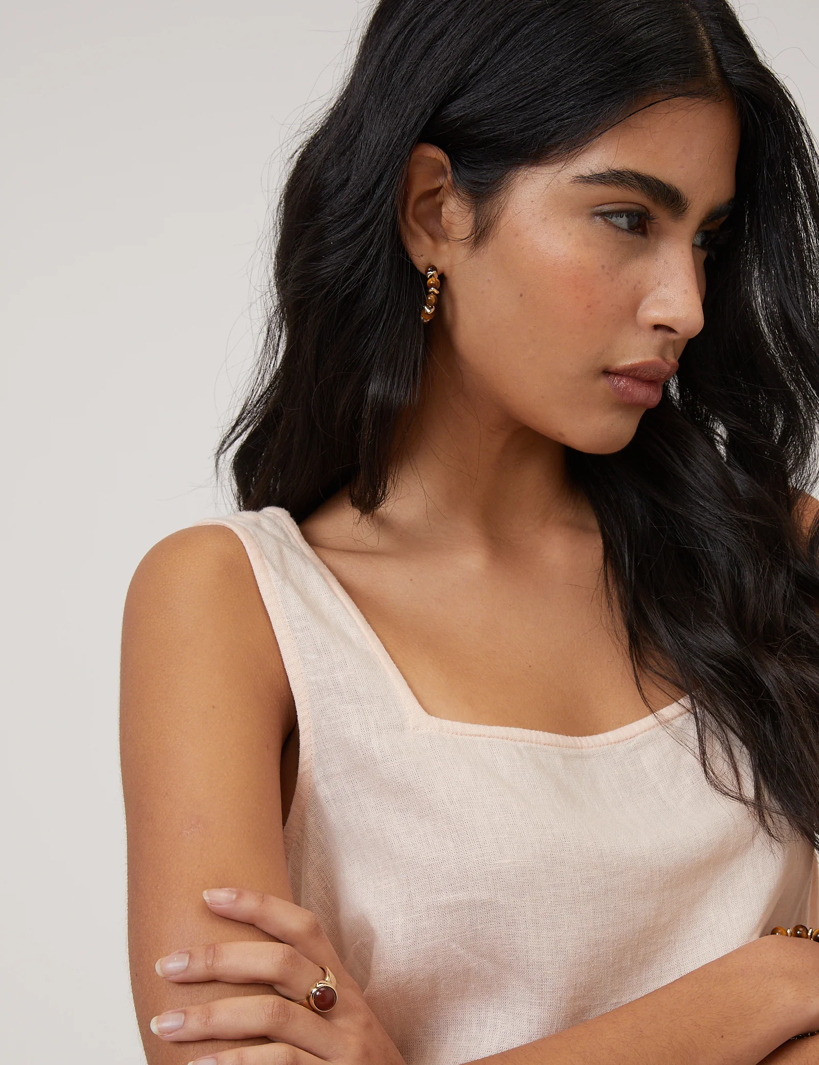 Peach Linen-Blend Swing Top - Image 4