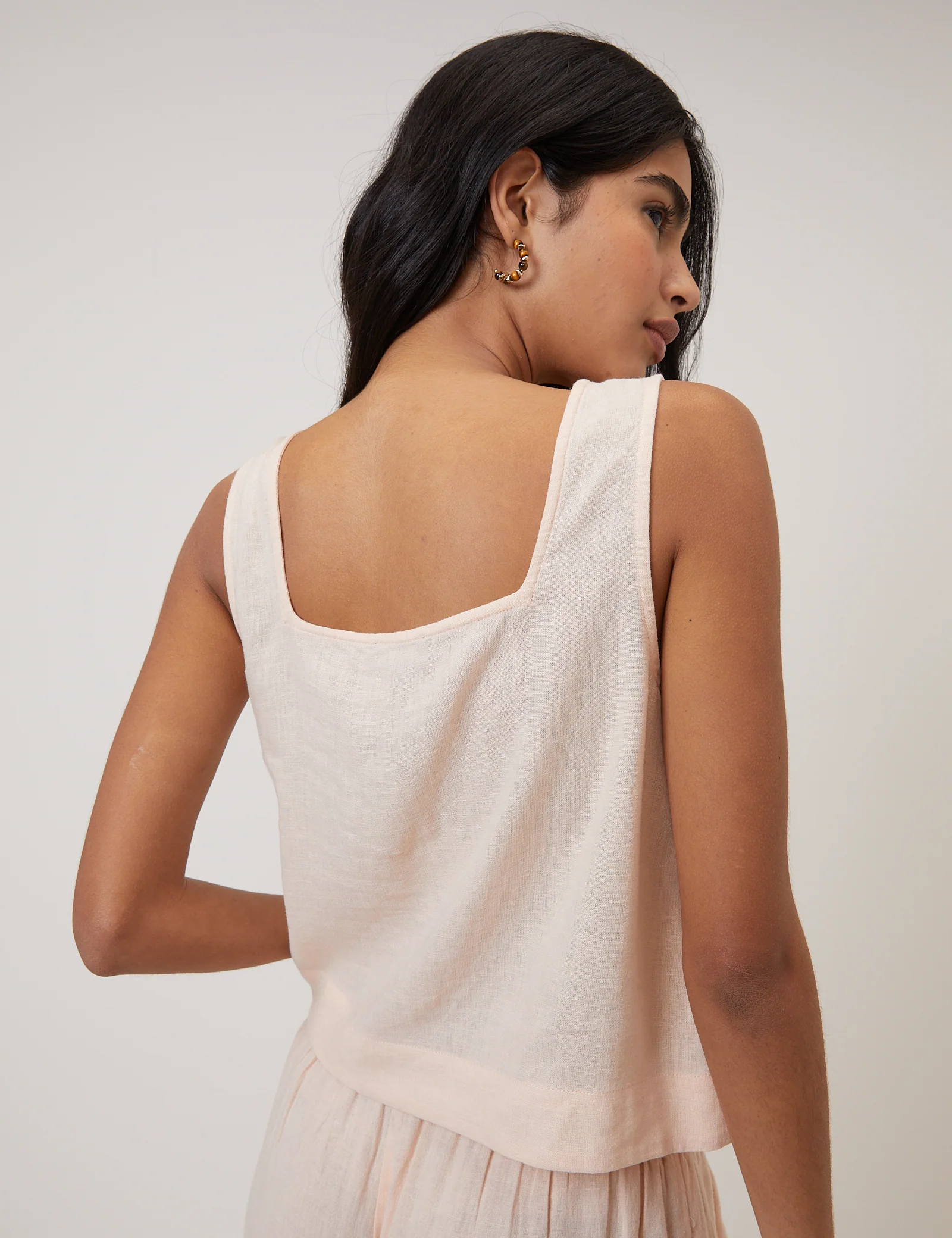 Peach Linen-Blend Swing Top - Image 5