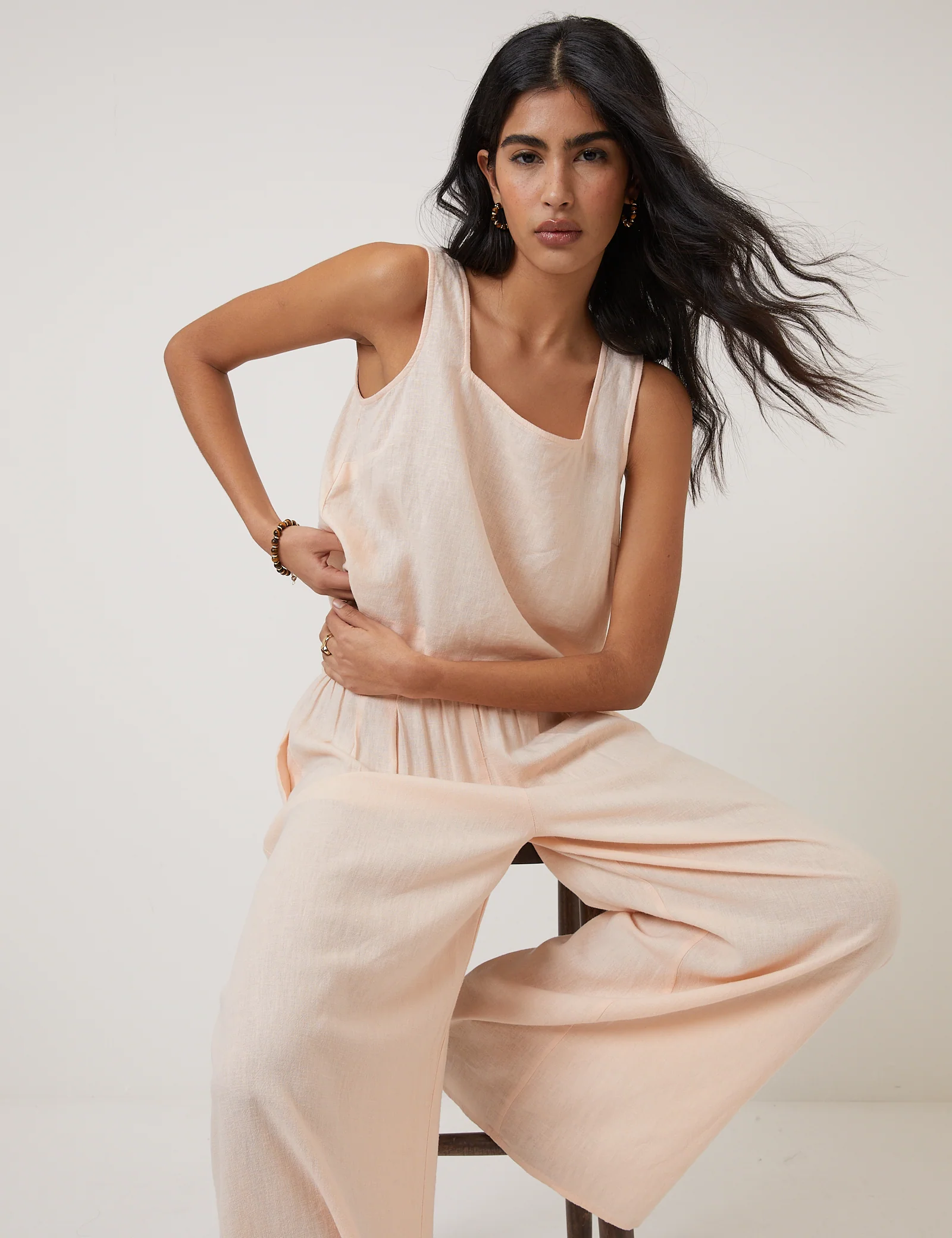 Peach Linen-Blend Swing Top - Image 6