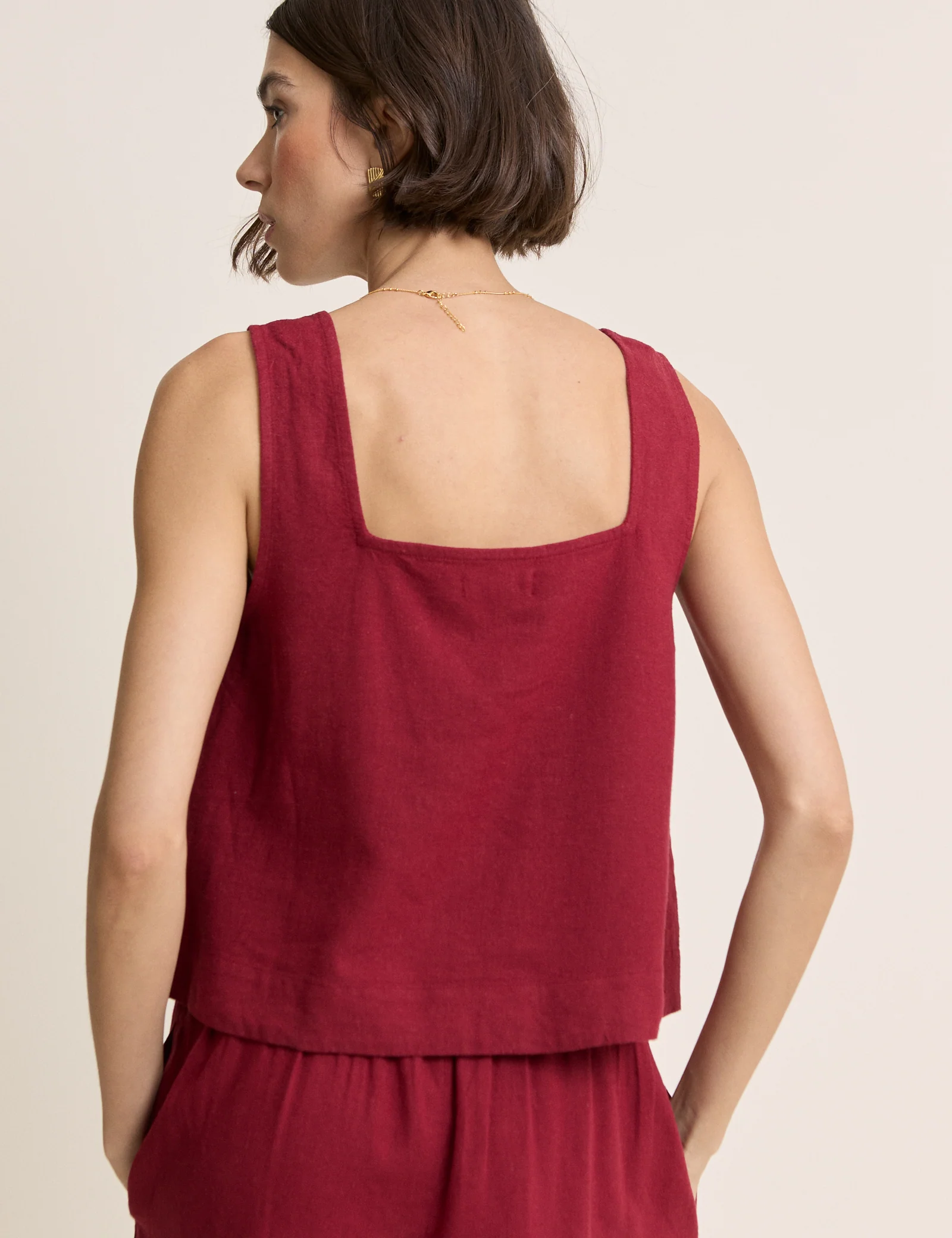 Red Linen-Blend Swing Top - Image 5