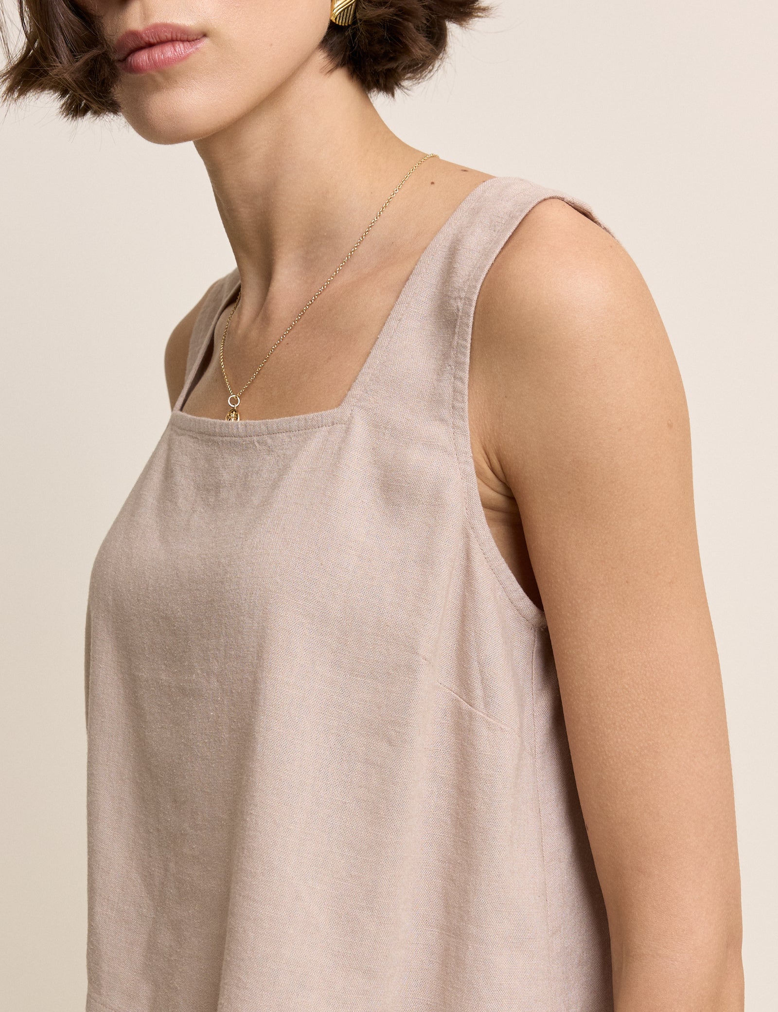 Beige Linen-Blend Swing Top - Image 2