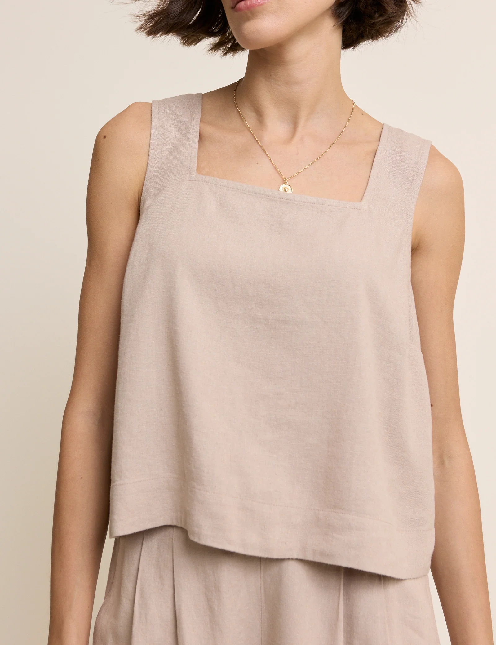 Beige Linen-Blend Swing Top - Image 4