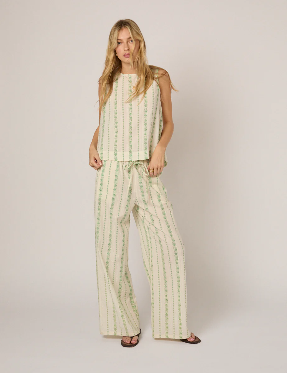 White Printed Linen-Blend Sleeveless Swing Top - Image 3