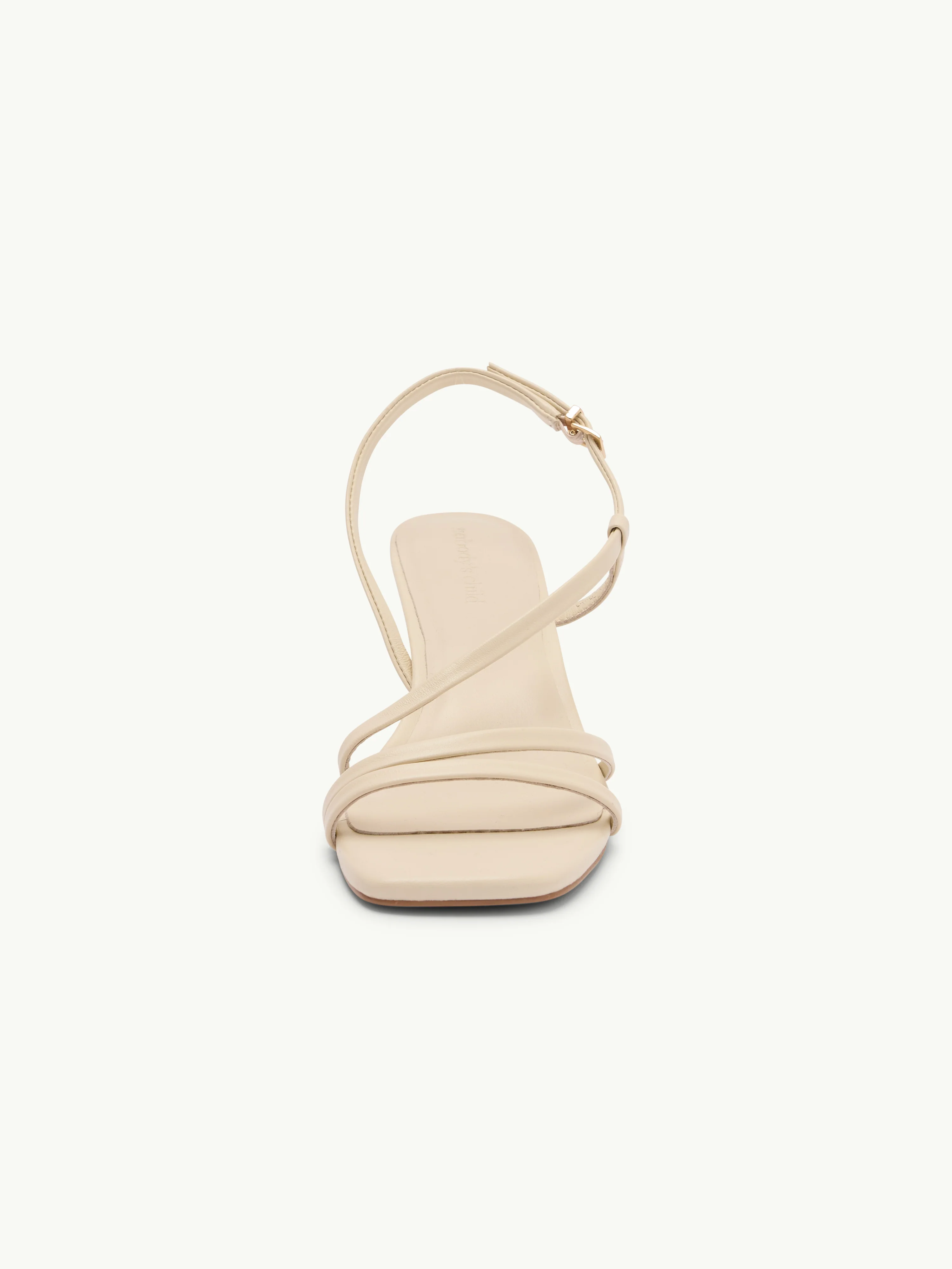 Cream Leather Strappy Kitten Heels - Image 2