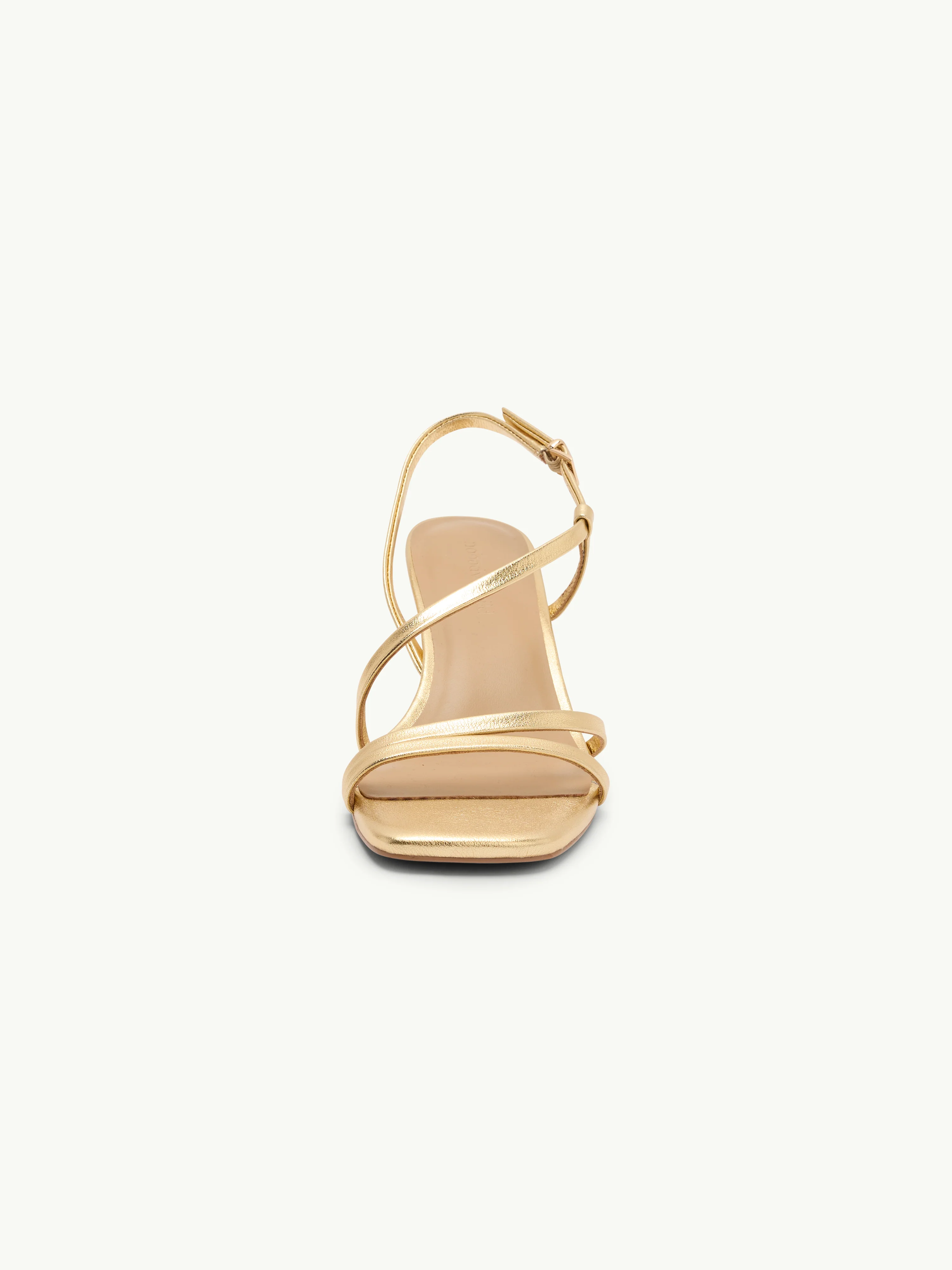 Gold Leather Strappy Kitten Heels - Image 4