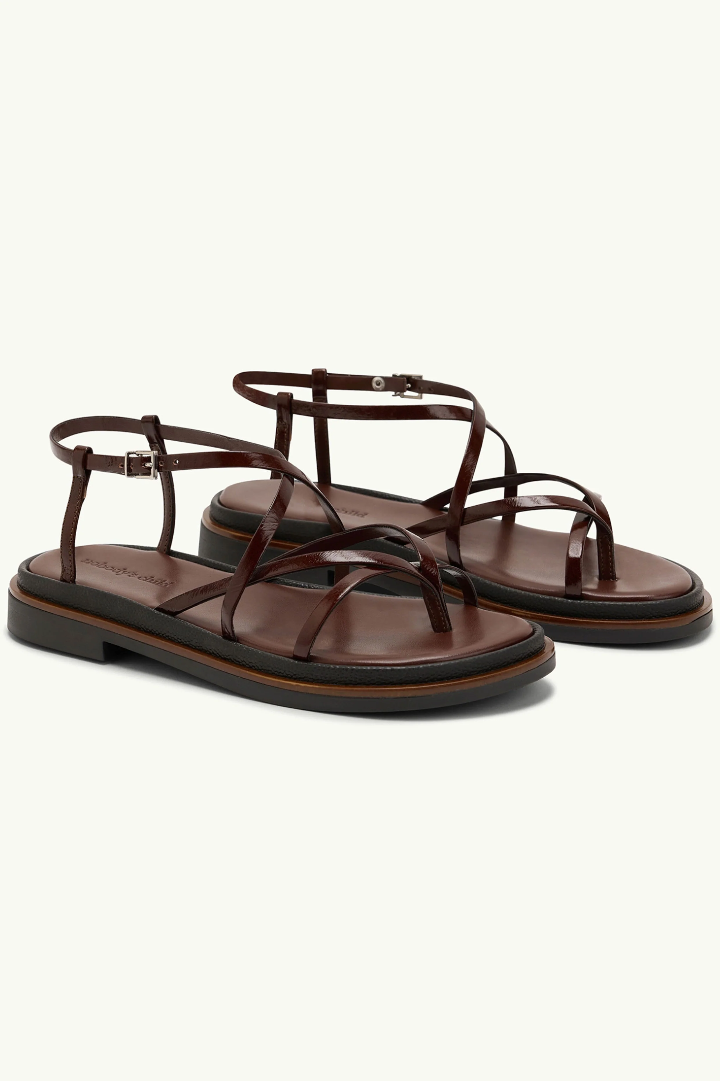 Dark Brown Strappy Sandals - Image 2