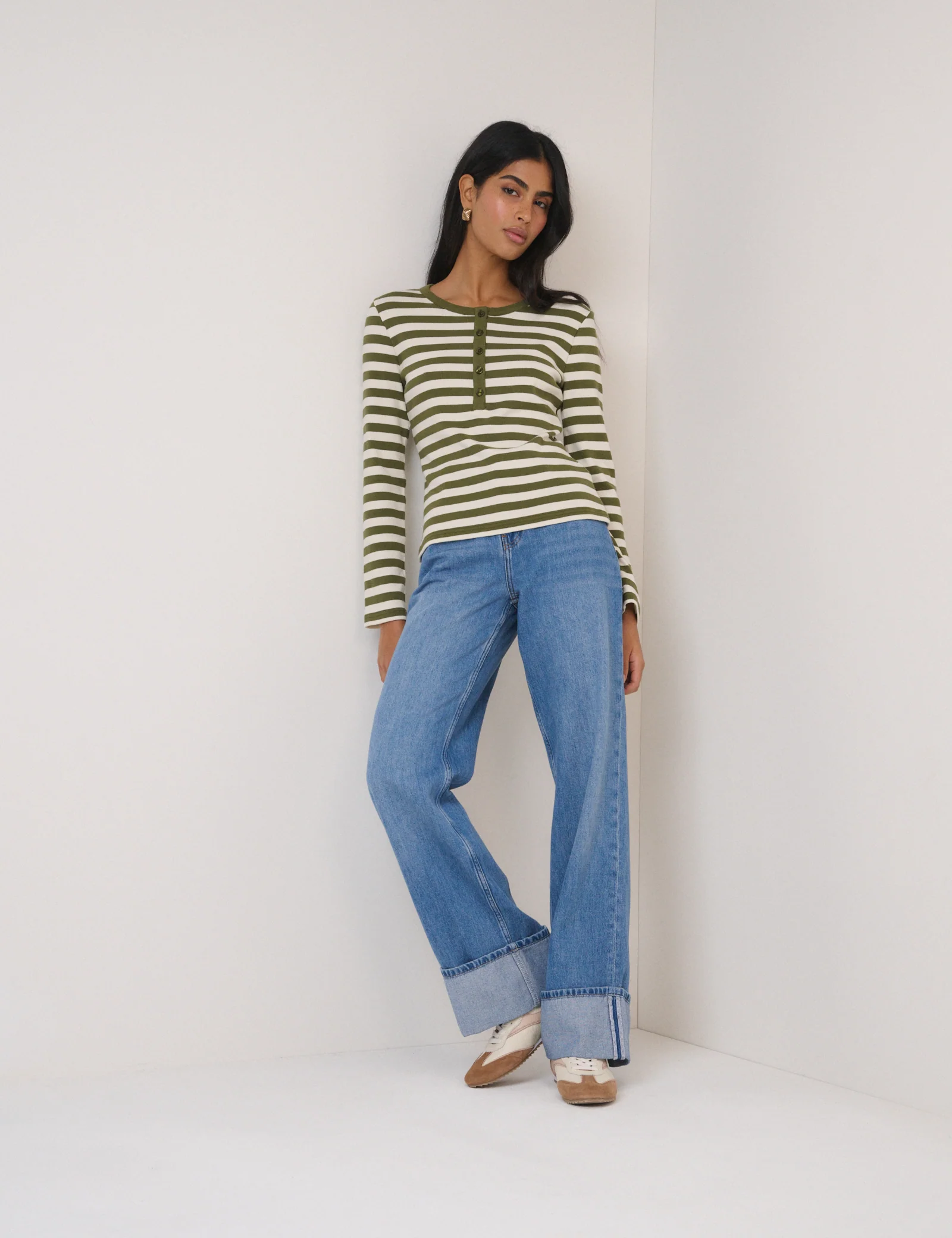 Green Striped Ribbed Jersey Top - Image 5
