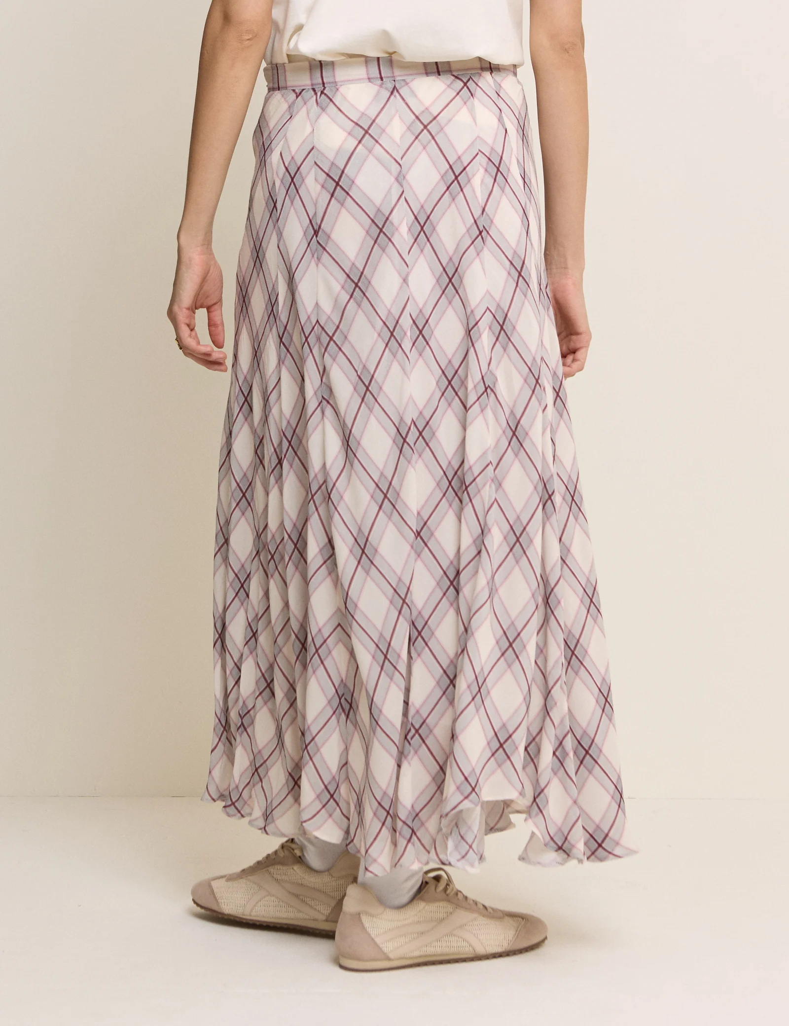 Pink Check Midi Skirt - Image 5