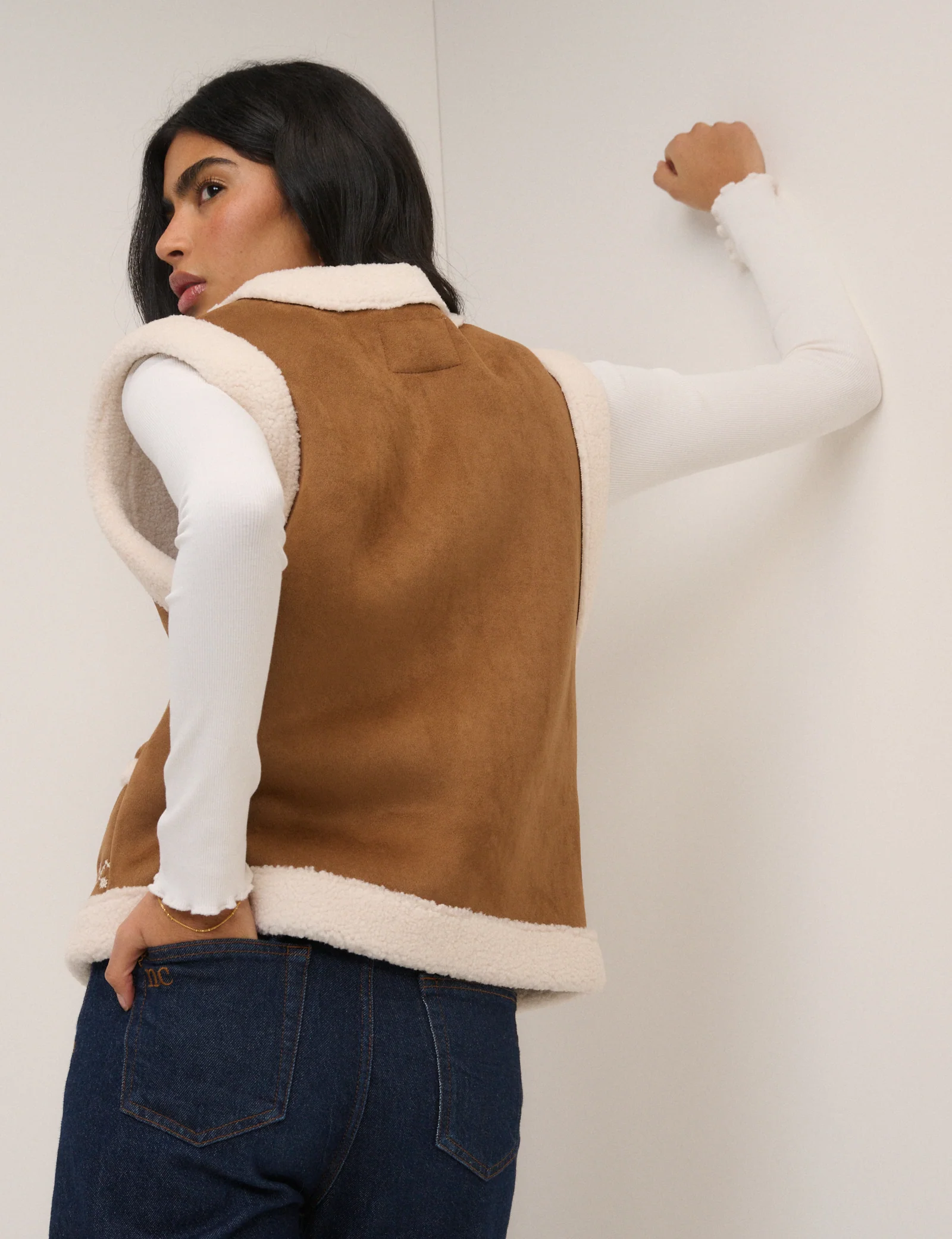 Tan Faux-Shearling Aspen Gillet - Image 5