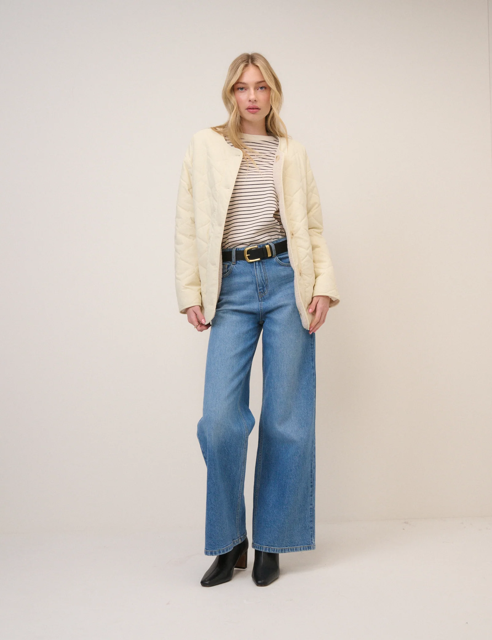 Cream Quilted Reversible Liner Jacket - Image 4