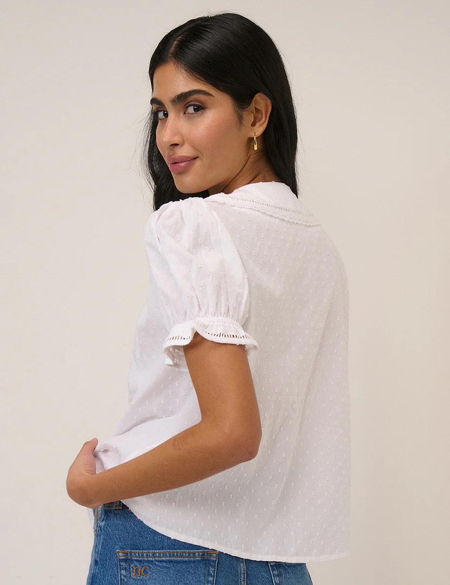 White Broderie Anglaise Peter Pan Collar Blouse - Image 4