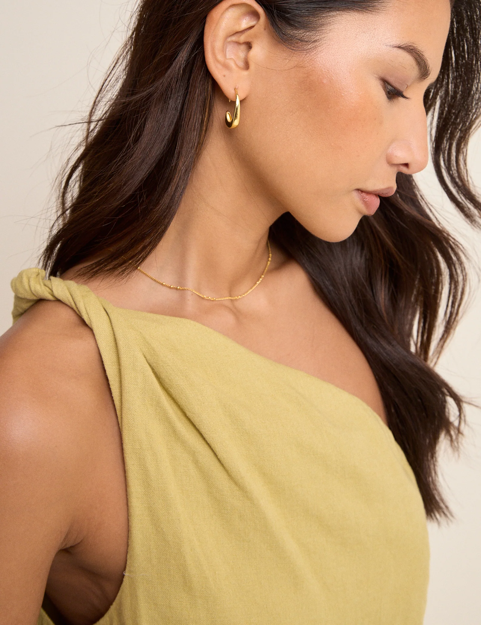 Sage Green Linen-Blend One Shoulder Twisted Top - Image 2