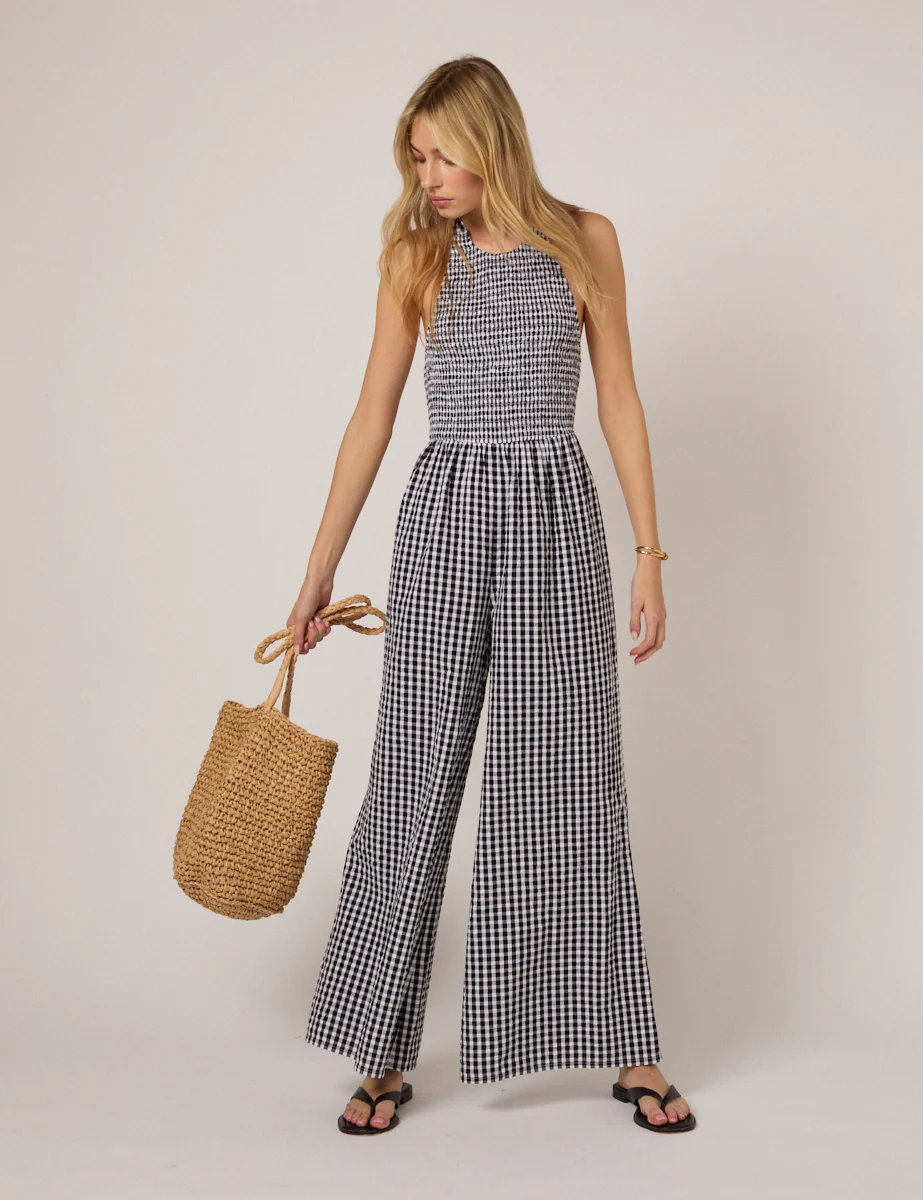 Black Gingham Halterneck Tizzy Jumpsuit