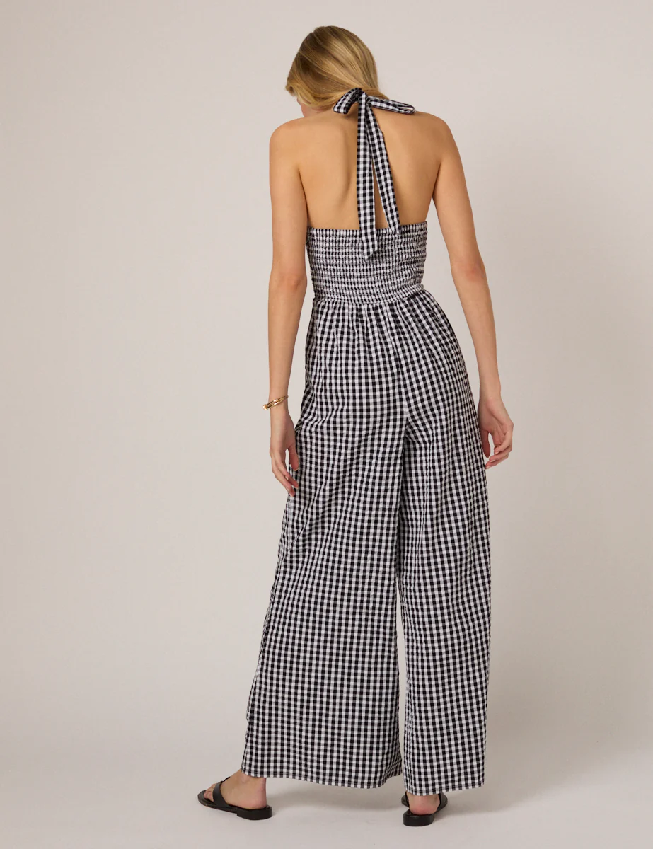 Black Gingham Halterneck Tizzy Jumpsuit - Image 5