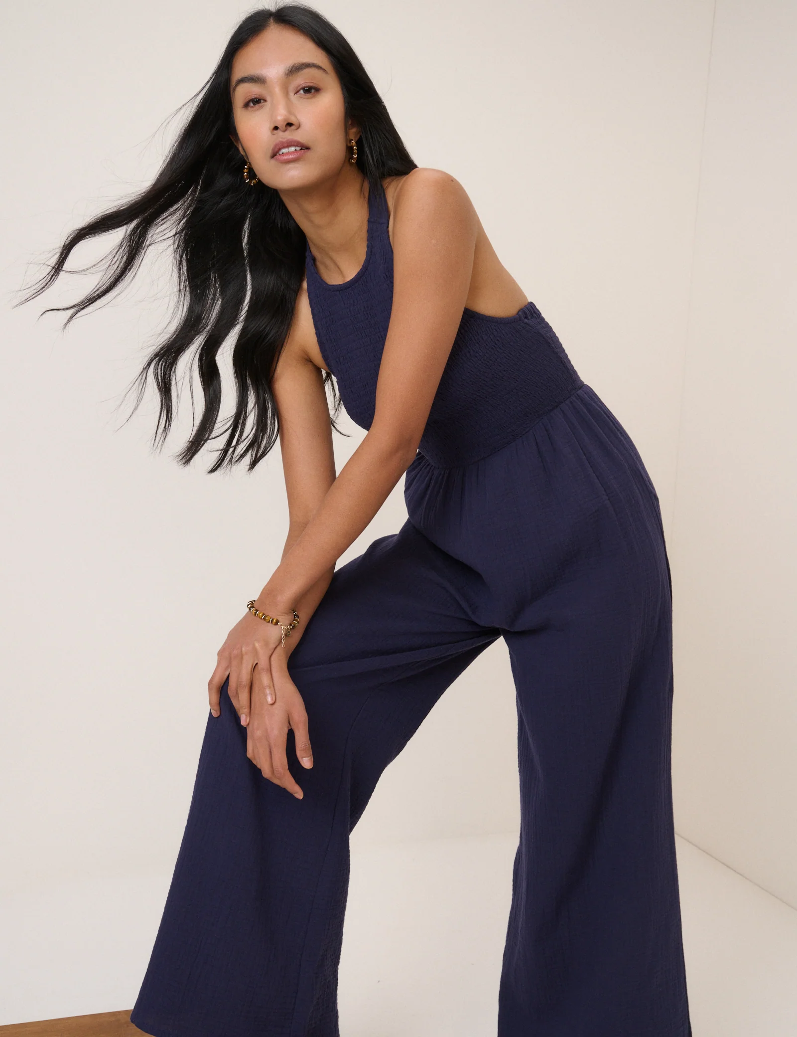 Navy Halterneck Tizzy Jumpsuit - Image 3