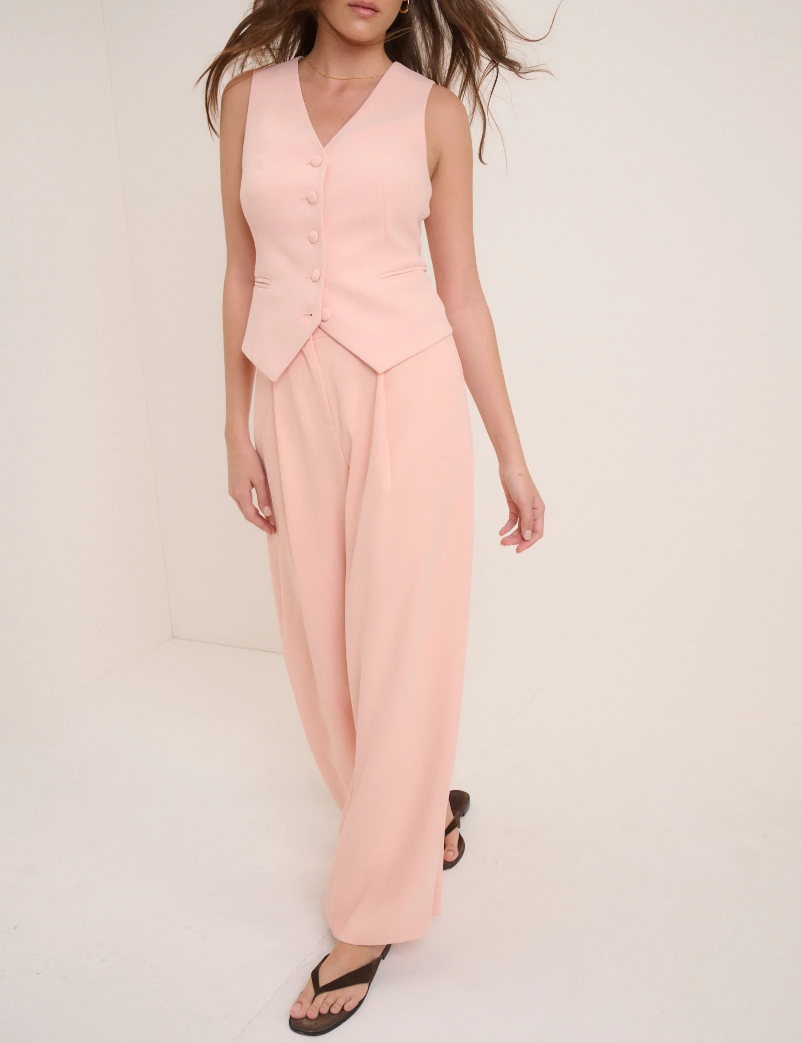 Peach Tailored Wide Leg Trousers - Image 5
