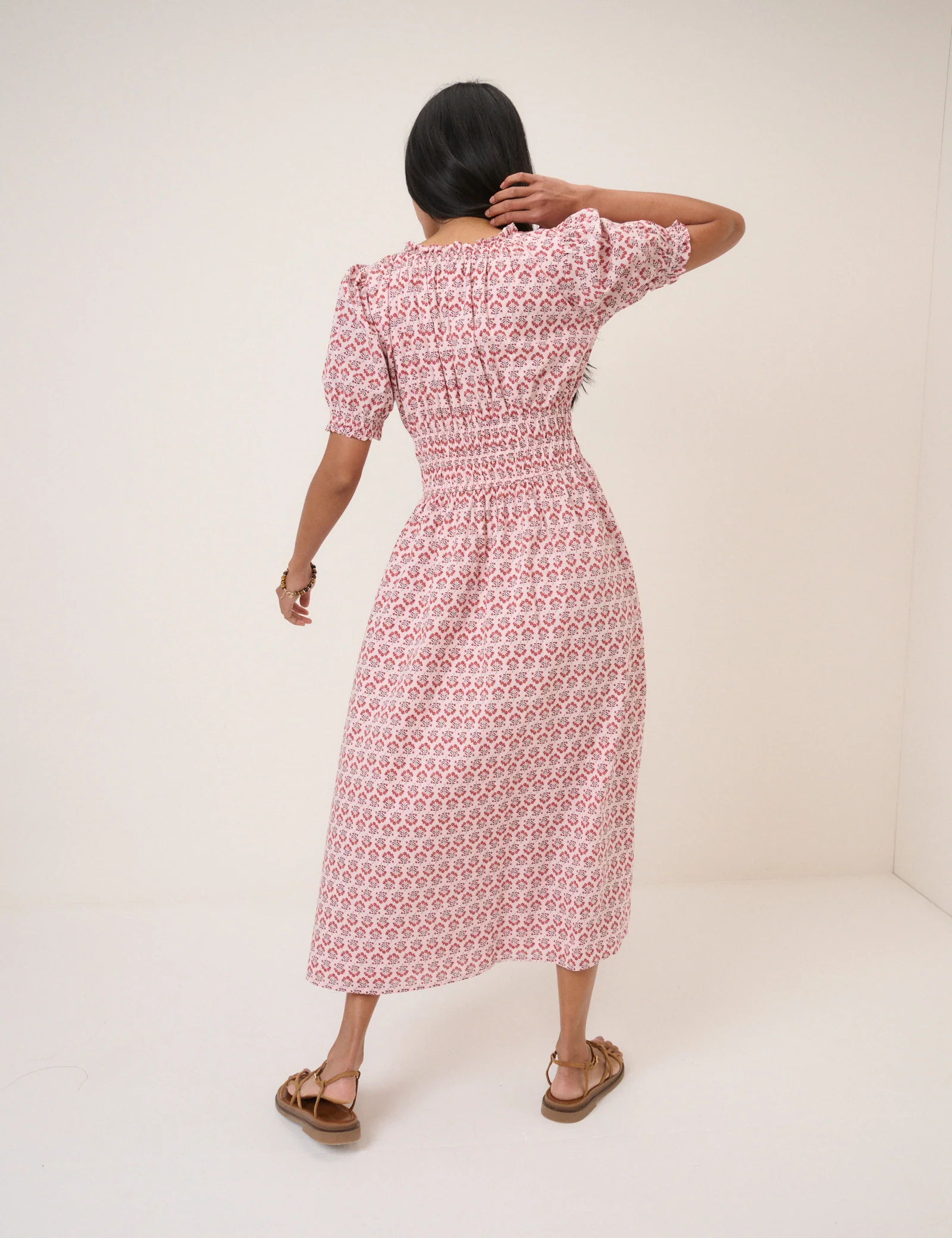 Pink Floral Tula Midi Dress - Image 5