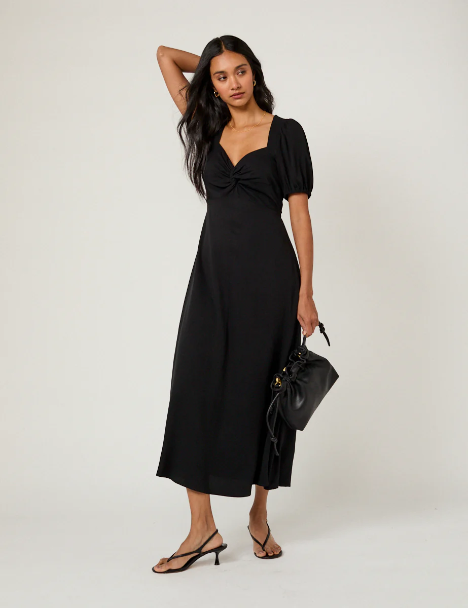 Black Sweetheart Neck Tyla Midi Dress - Image 3