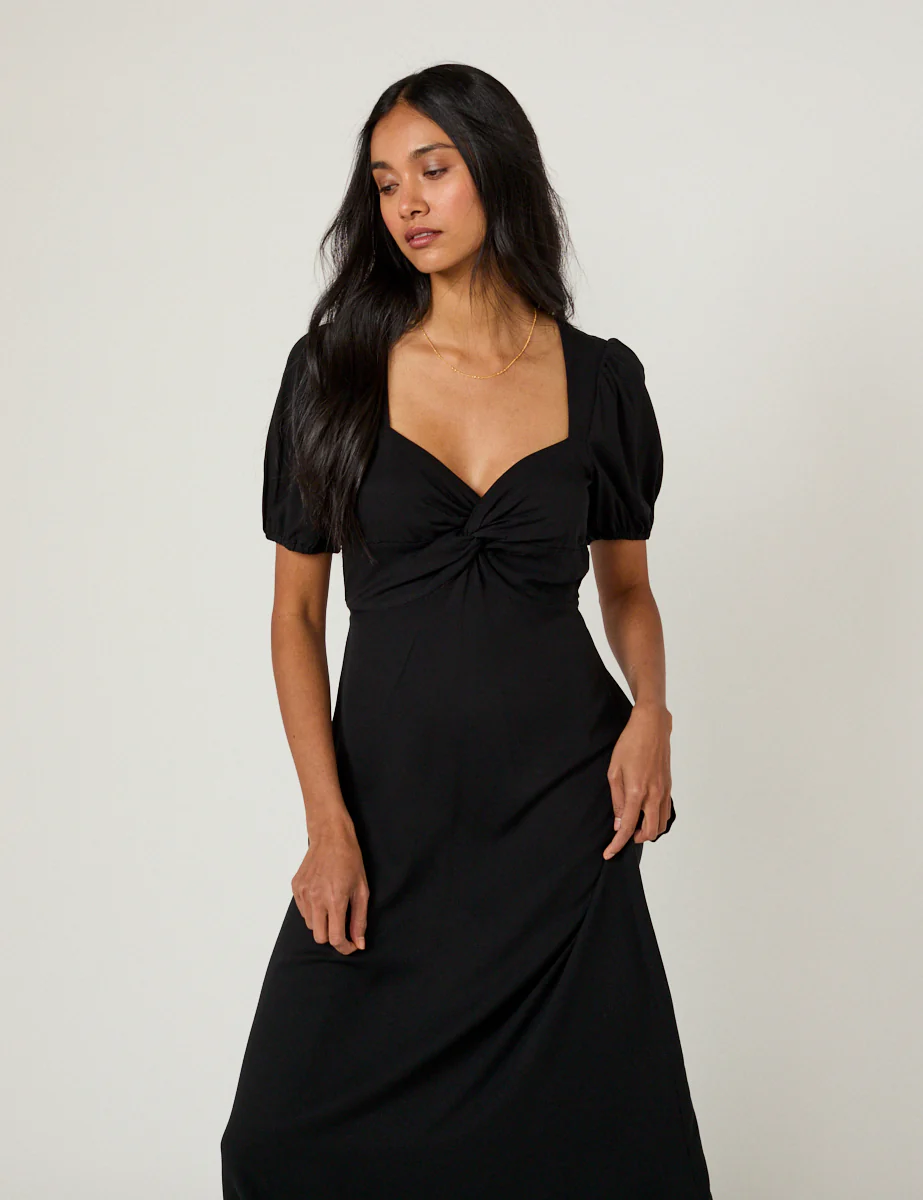 Black Sweetheart Neck Tyla Midi Dress - Image 4