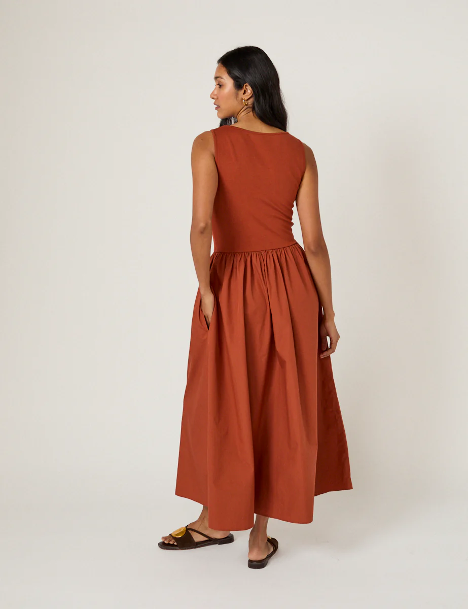 Burnt Orange Sleeveless Vera Midi Dress - Image 5