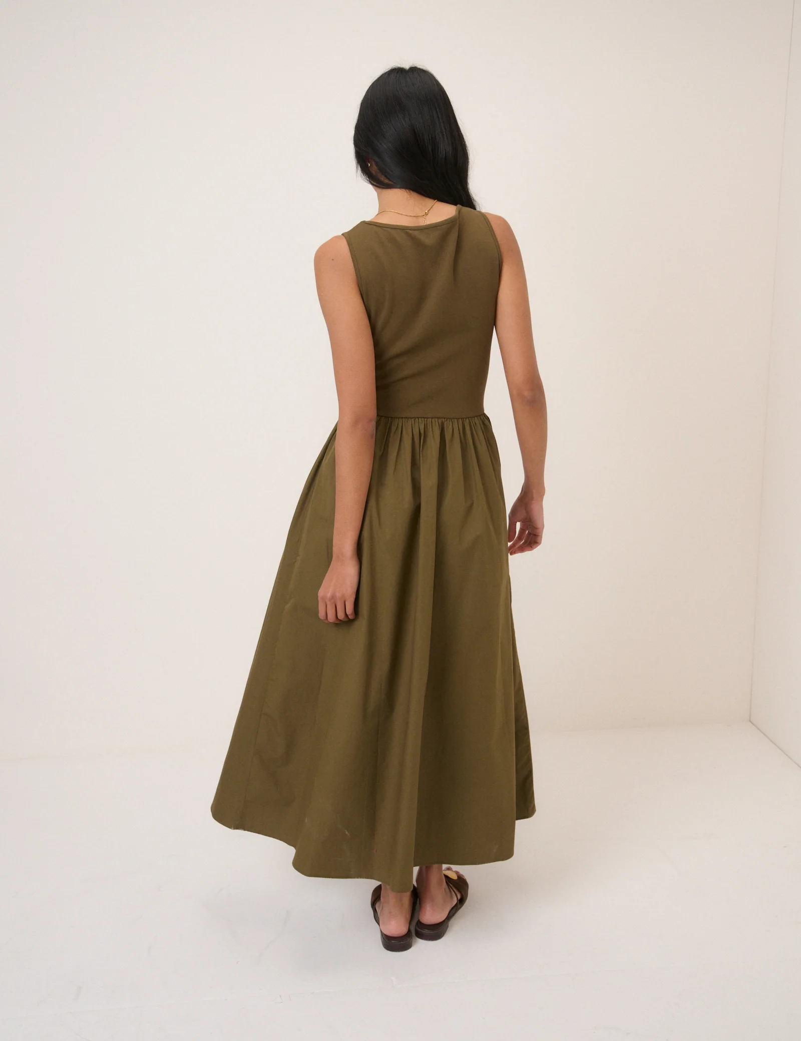 Khaki Sleeveless Vera Midi Dress - Image 5