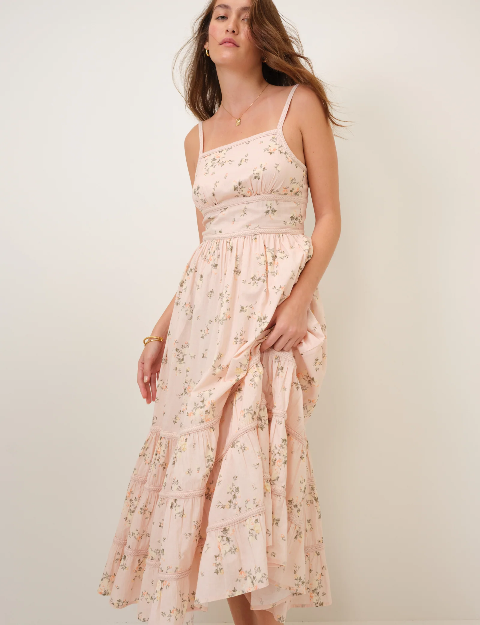 Pink Floral Tiered Veronica Midi Dress - Image 4