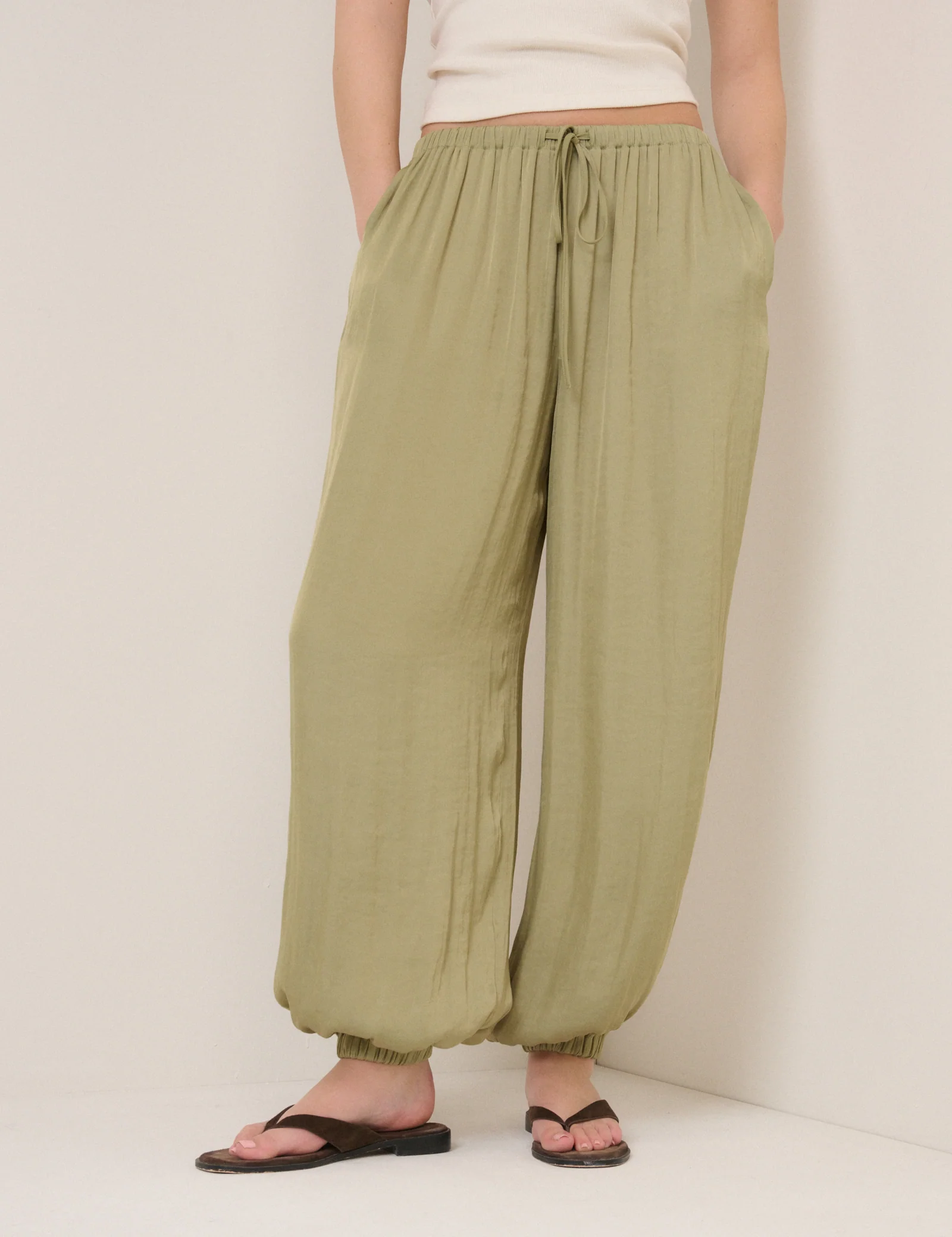 Green Vida Balloon Leg Trousers - Image 2