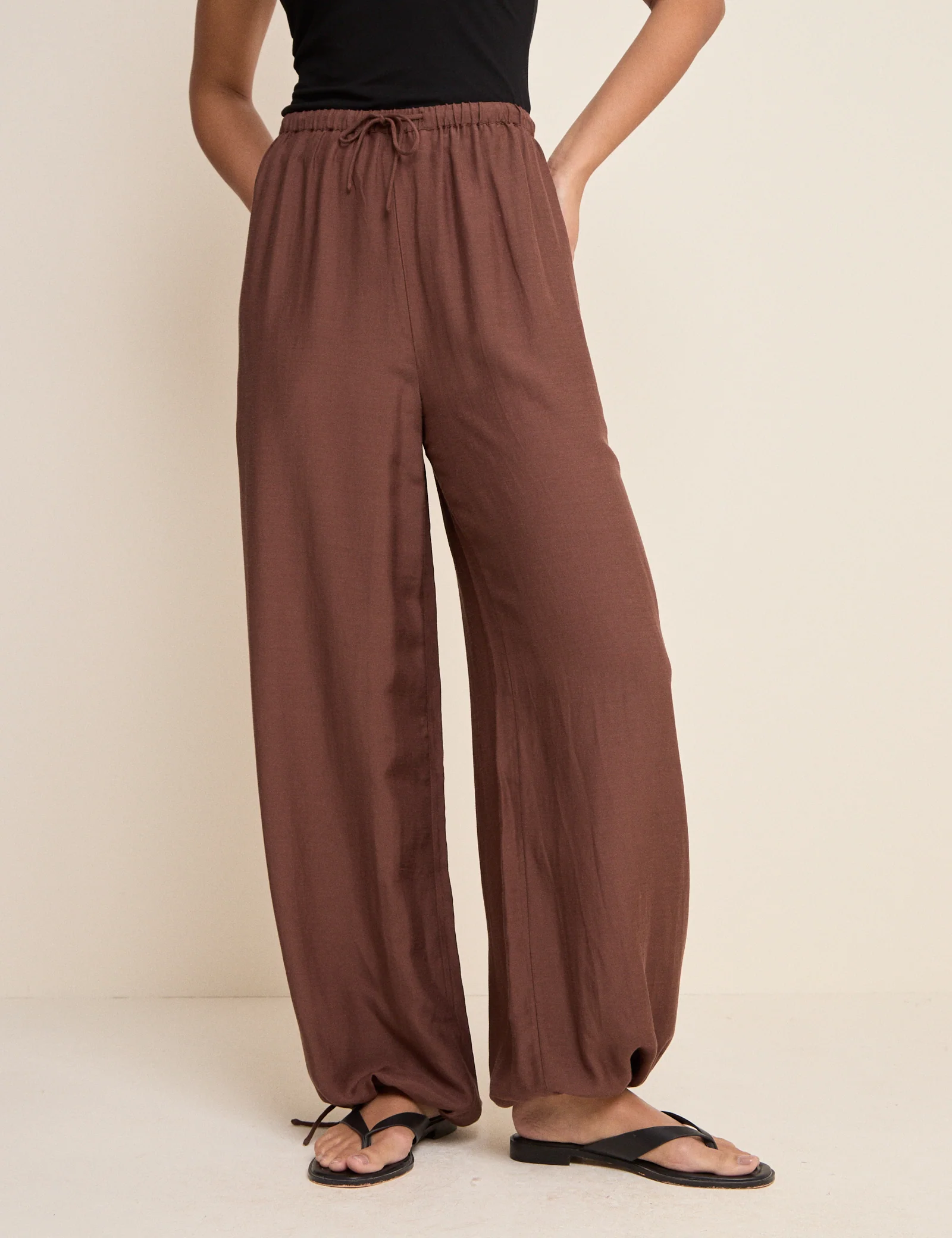 Brown Balloon Cuffed Trousers - Image 2