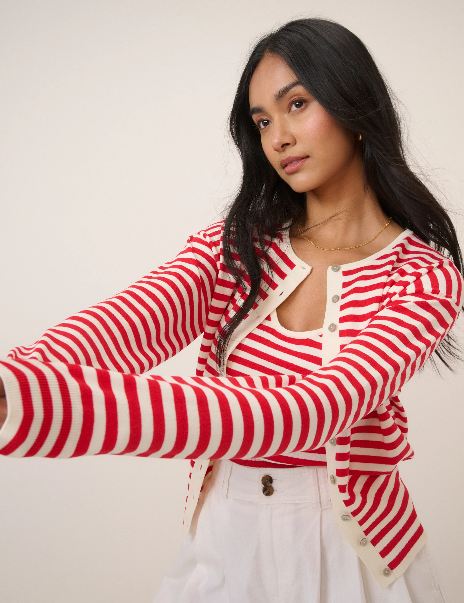 Red Striped Ribbed Vest - Image 2
