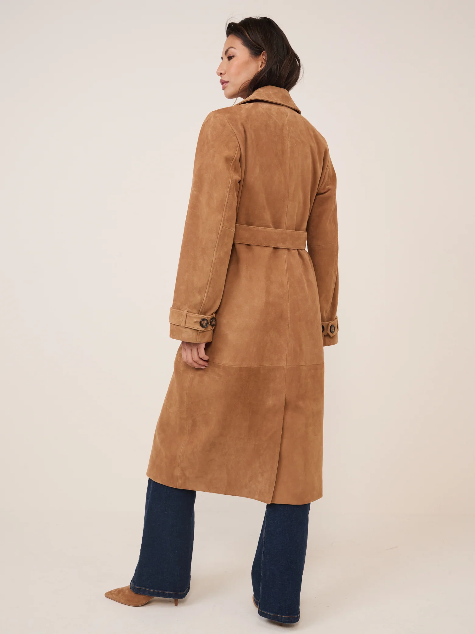 Beige Suede Trench Coat - Image 5