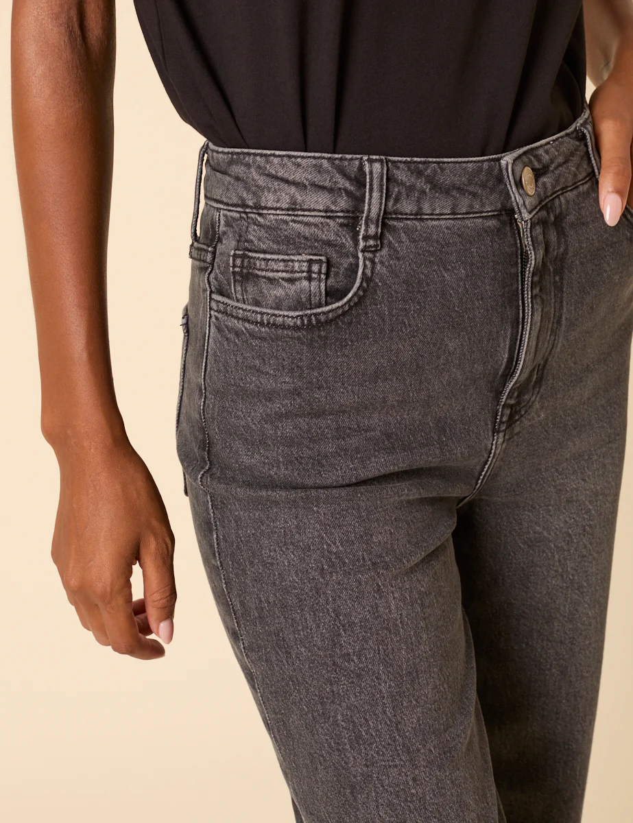 Washed Black Mid Rise Camden Tapered Jeans - Image 5
