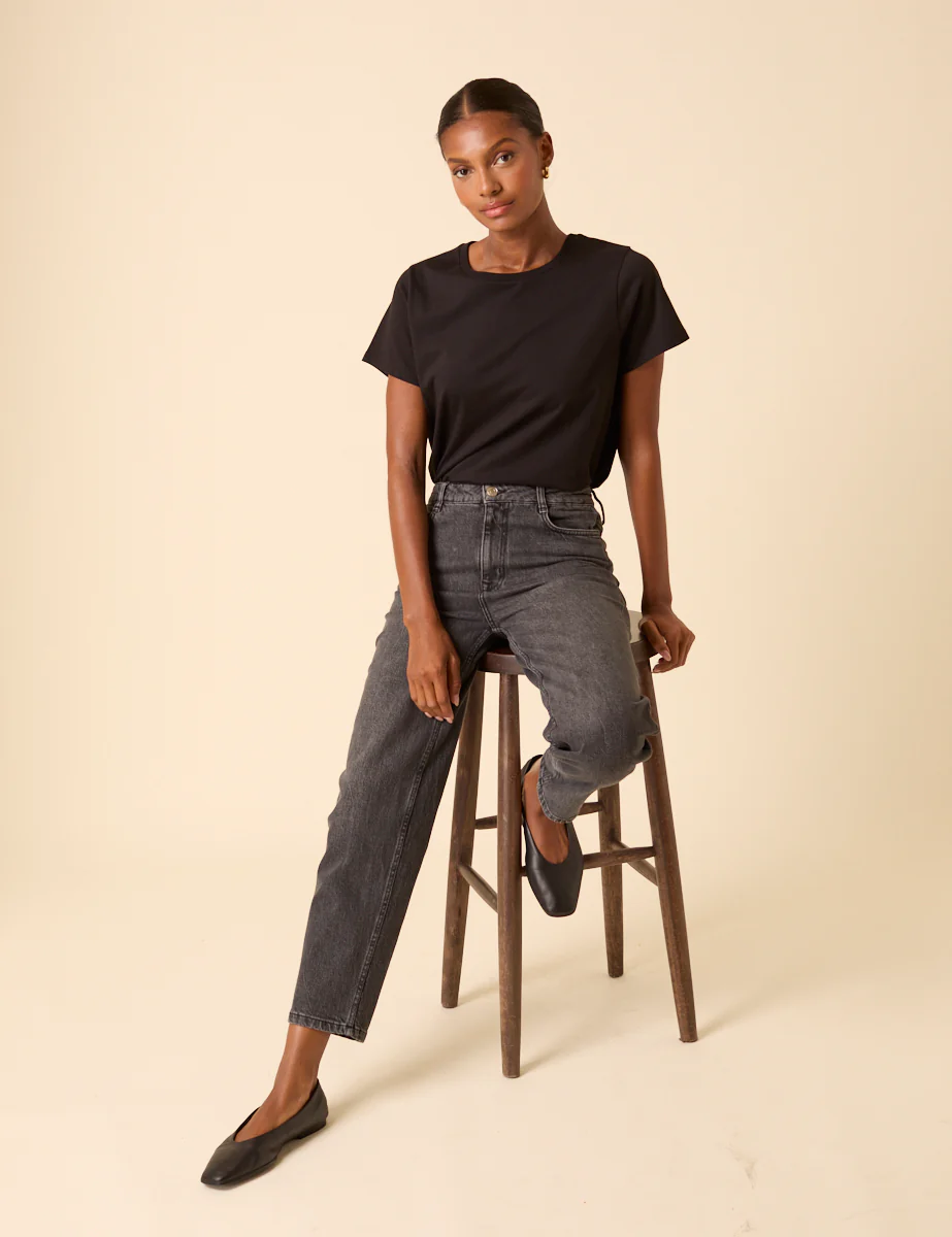Washed Black Mid Rise Camden Tapered Jeans - Image 6