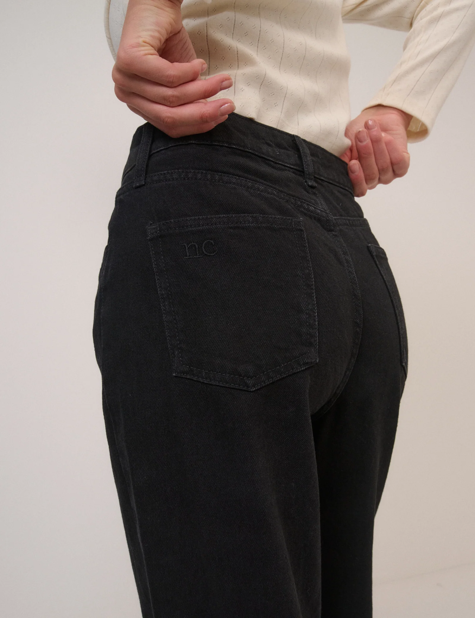 Black Mid Rise Carnaby Wide Leg Jeans - Image 4