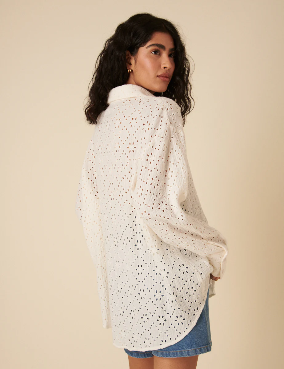 White Broderie Angalise Shirt - Image 6