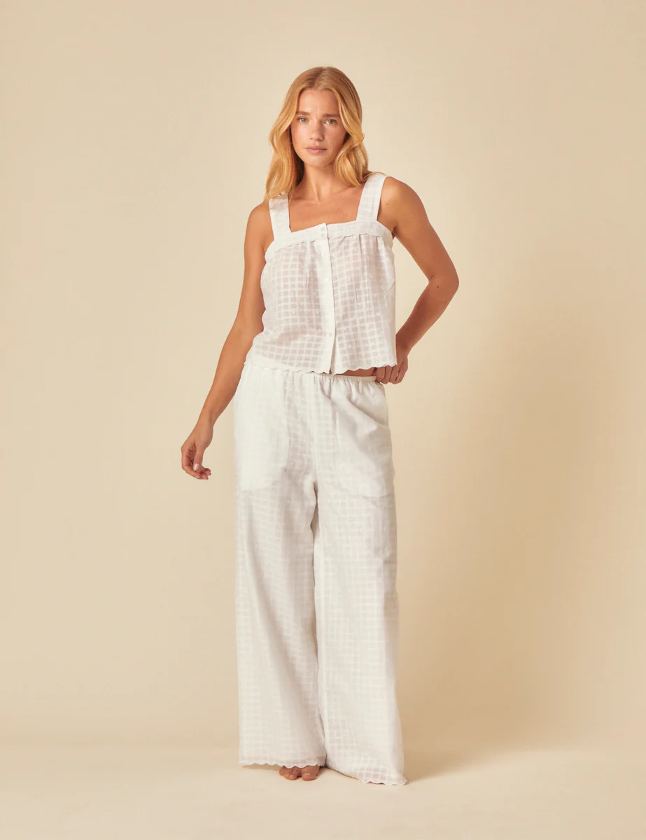 White Broderie Anglaise Pyjama Top - Image 2