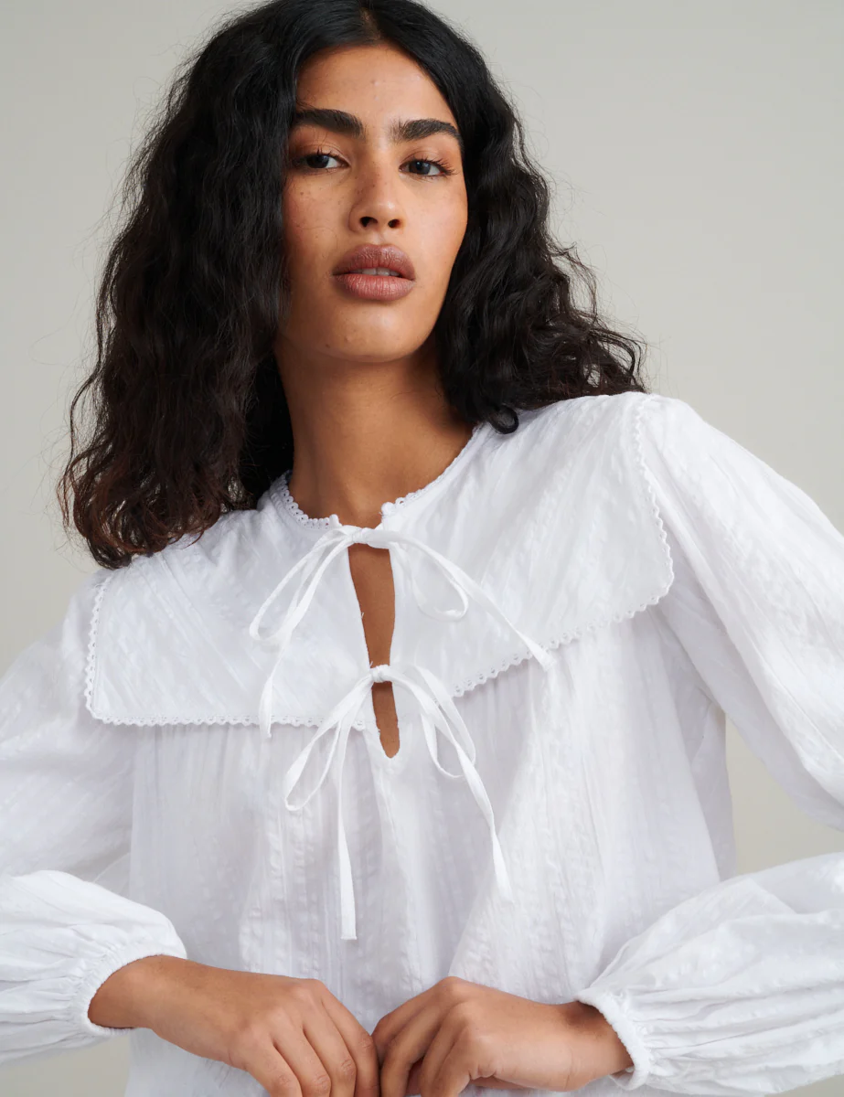 White Collar Detail Bridy Blouse - Image 2