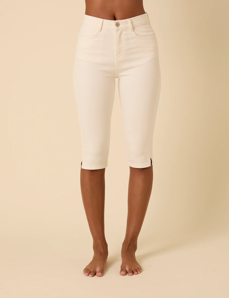 White Denim Capri Trousers - Image 2